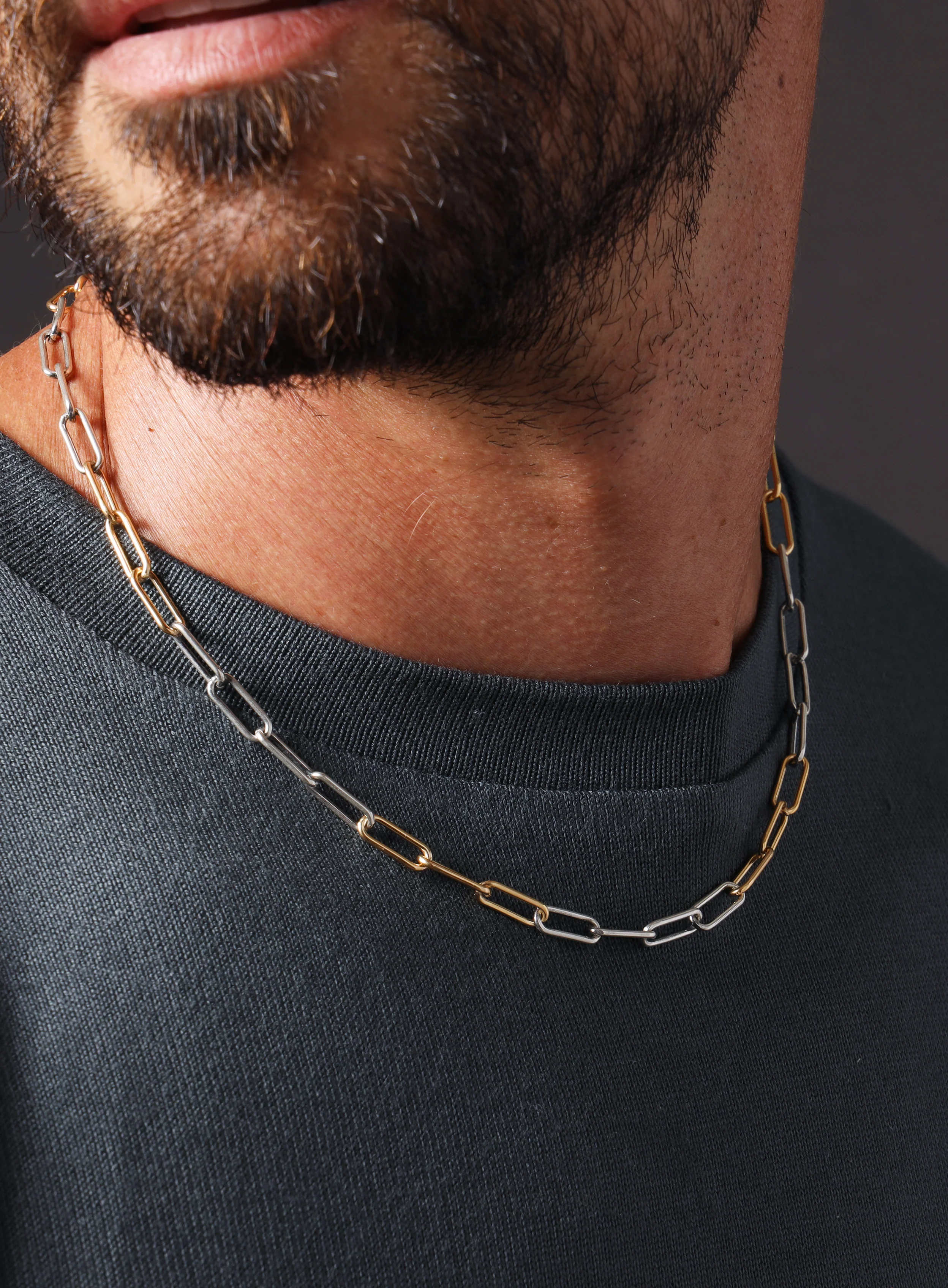 14K Gold Filled and 025 Oxidized Sterling Clip Chain