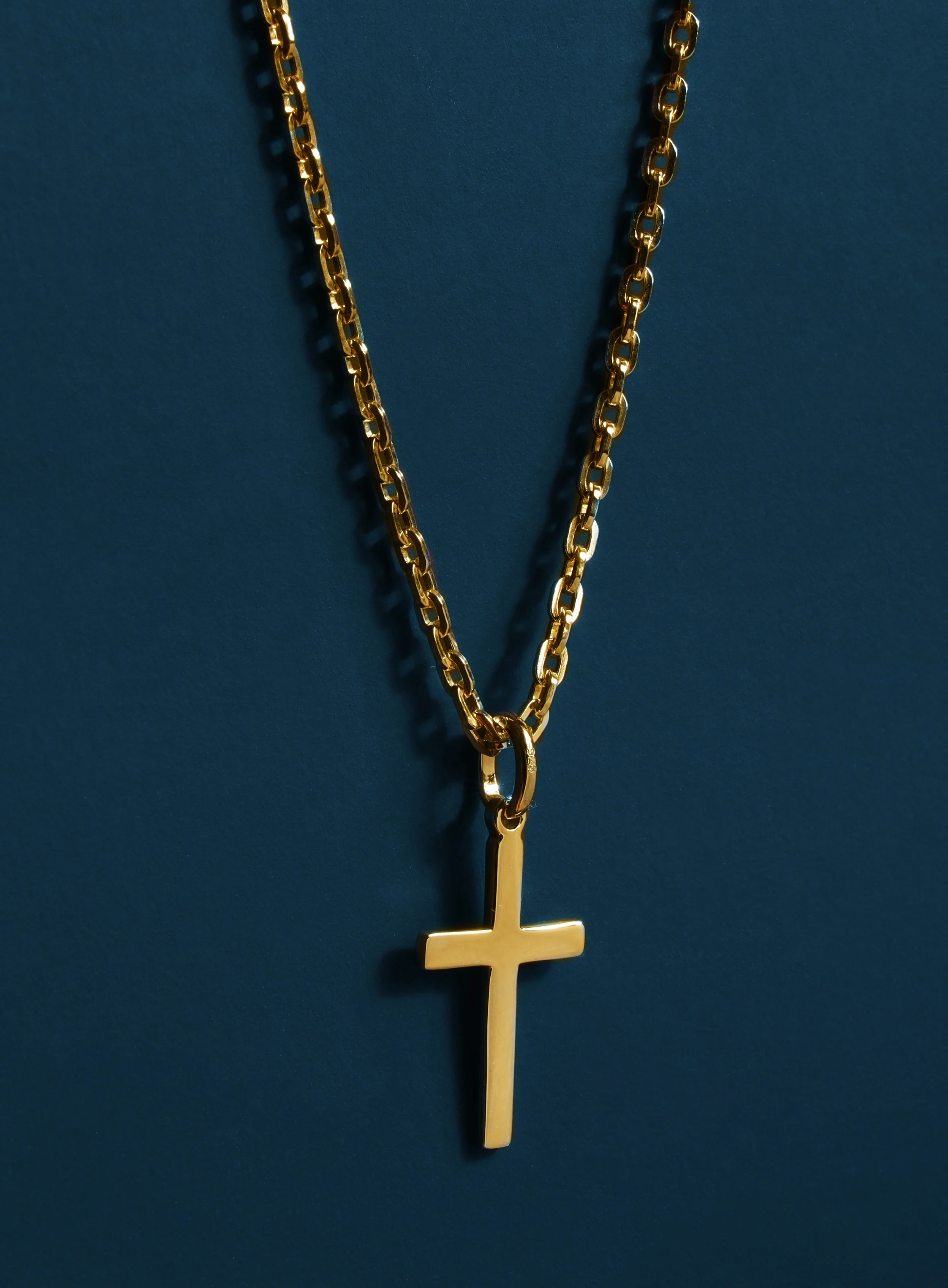 14k Gold Filled and Vermeil Gold Cross Cable Necklace for Men - Image 4
