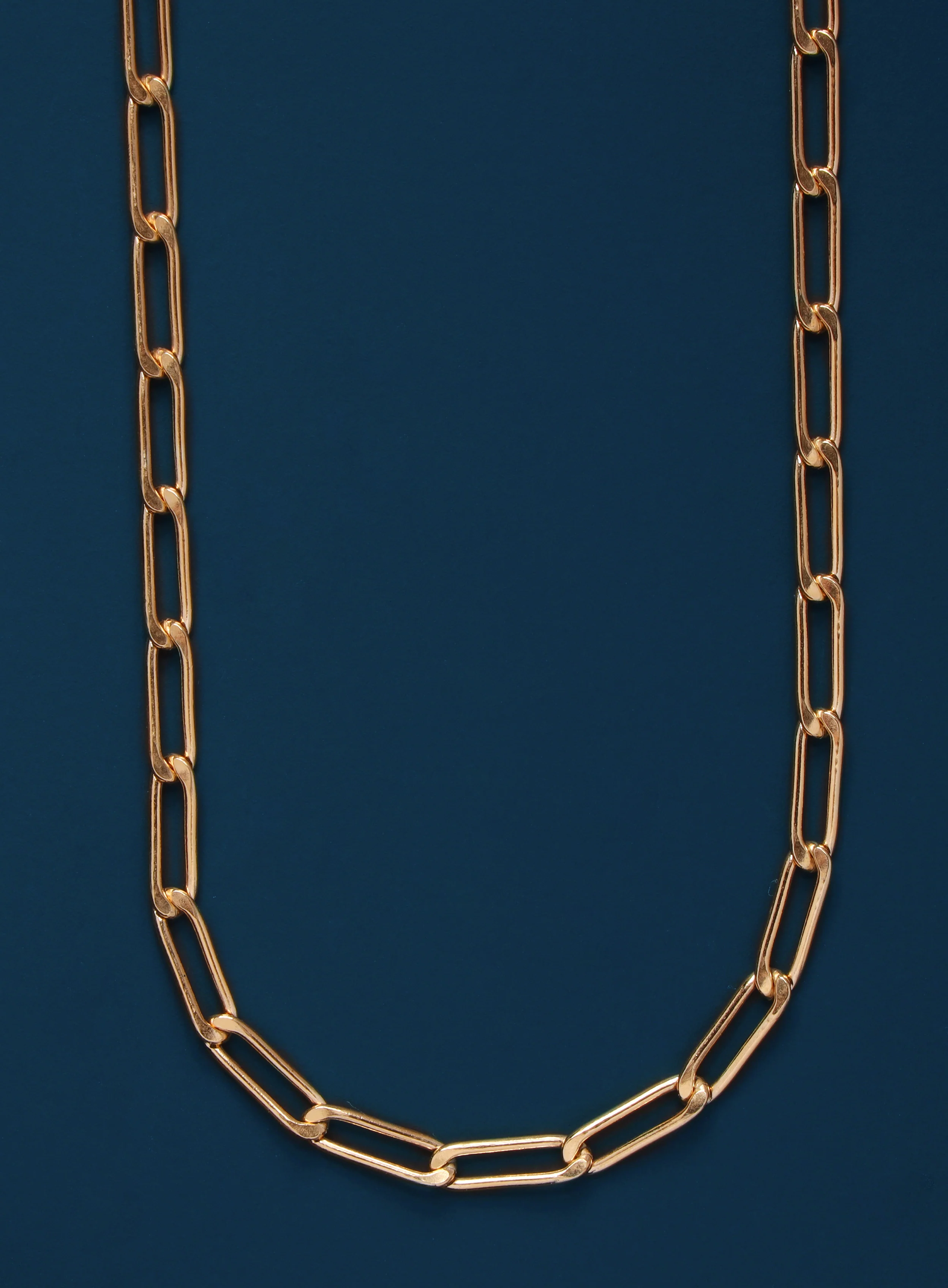14k Gold Filled Elongated Cable Bevel Chain Necklace for Men