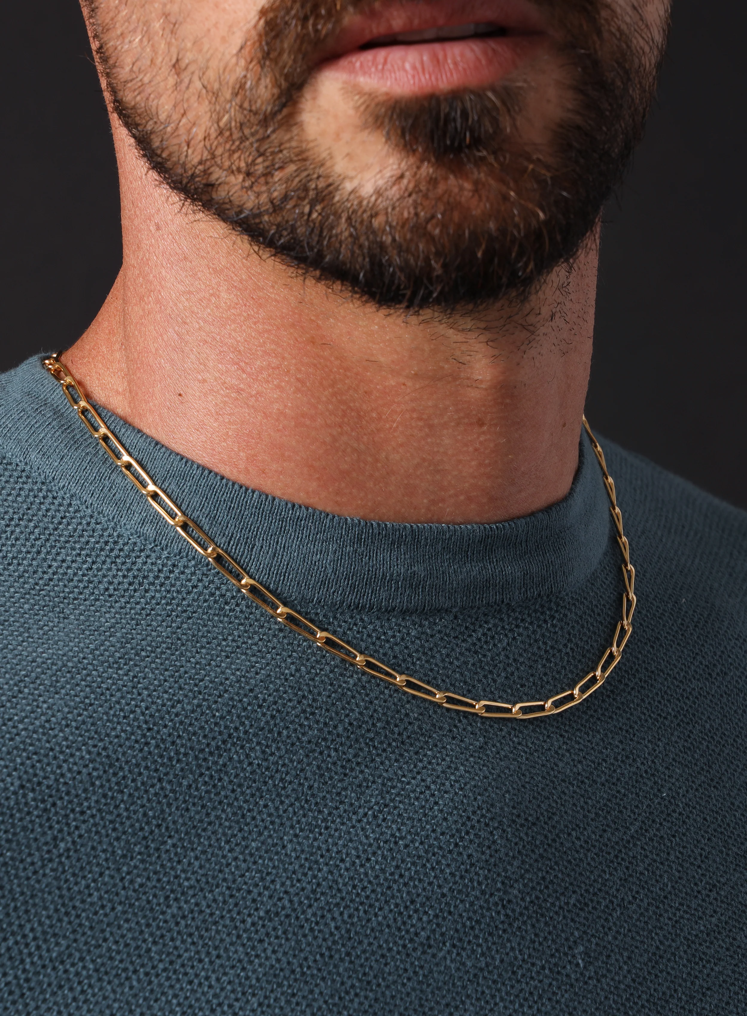 14k Gold Filled Elongated Cable Bevel Chain Necklace for Men - Image 2