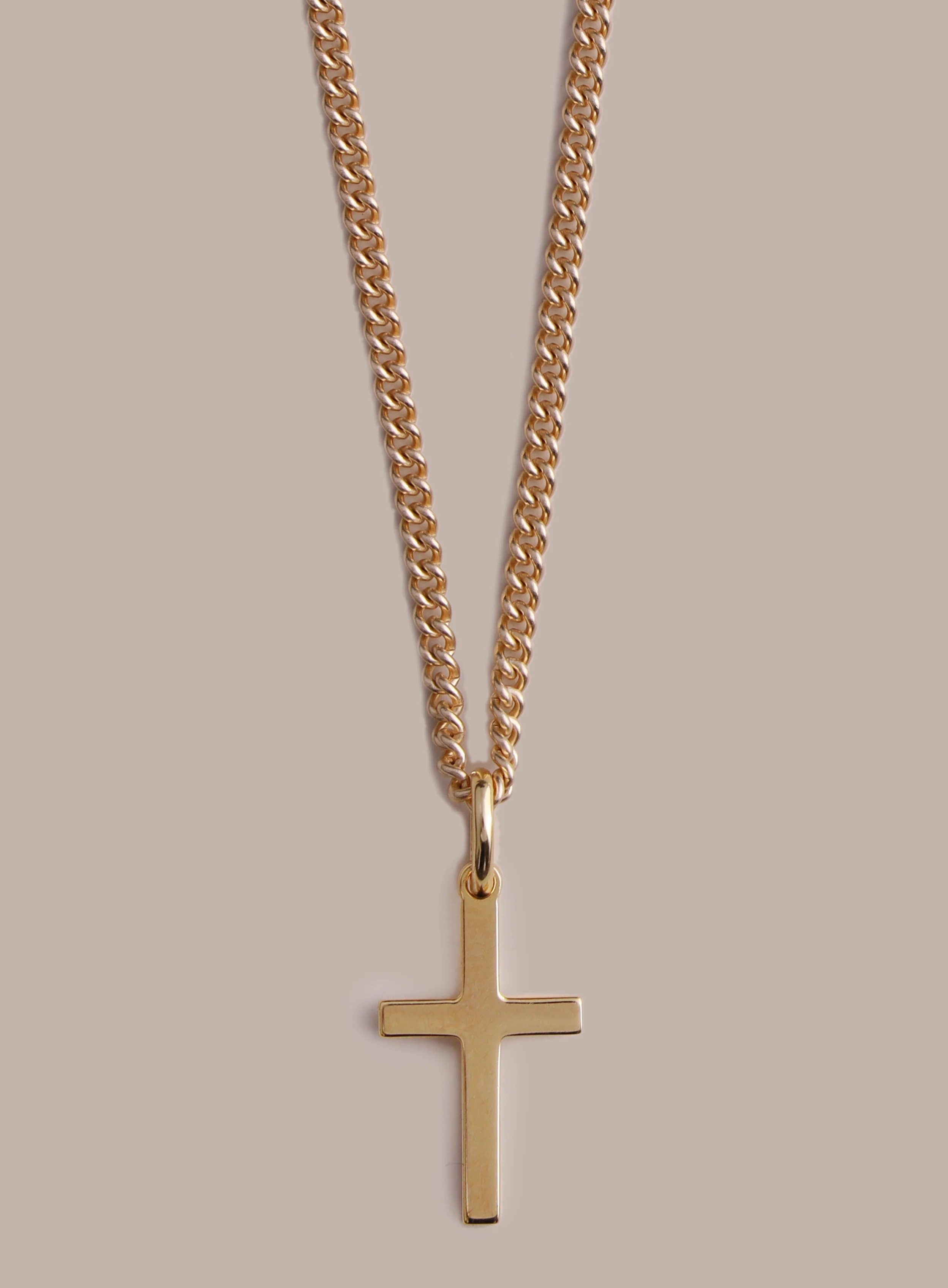 14k Gold Vermeil Small Cross on 14K Gold Filled Curb Chain - Image 3