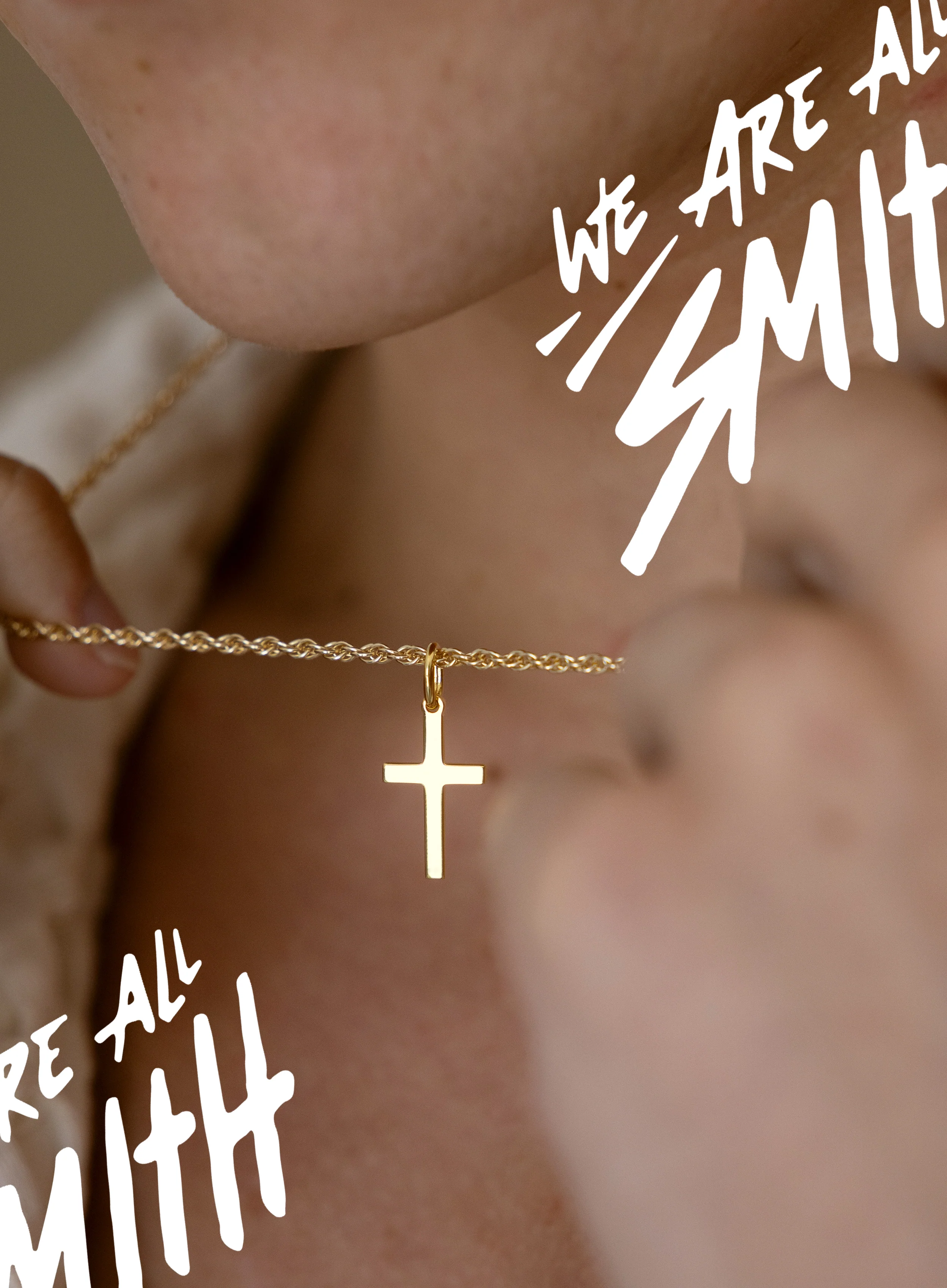 14k Gold Vermeil Small Cross on 14K Gold Filled Rope Chain - Image 2
