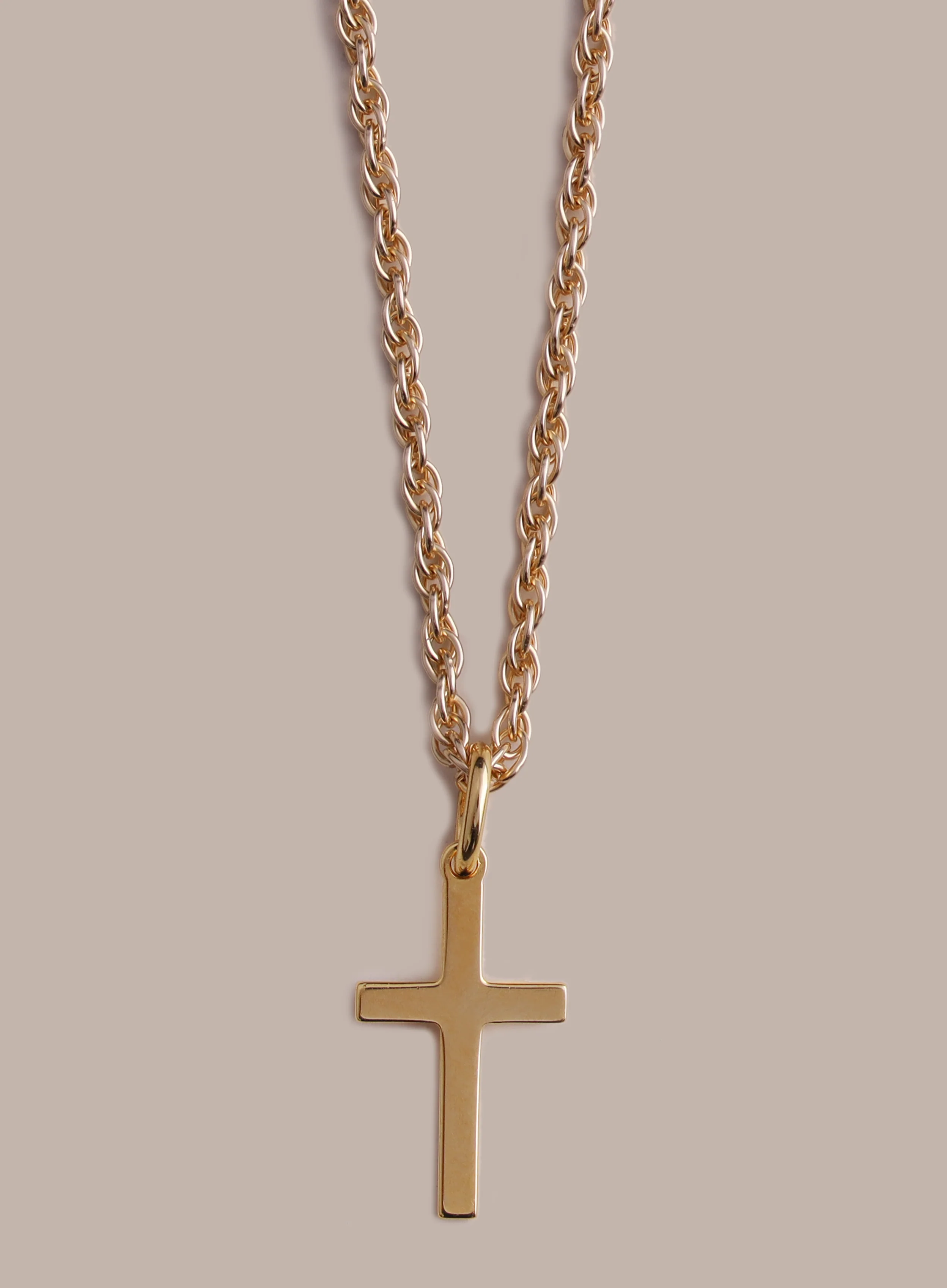 14k Gold Vermeil Small Cross on 14K Gold Filled Rope Chain - Image 4