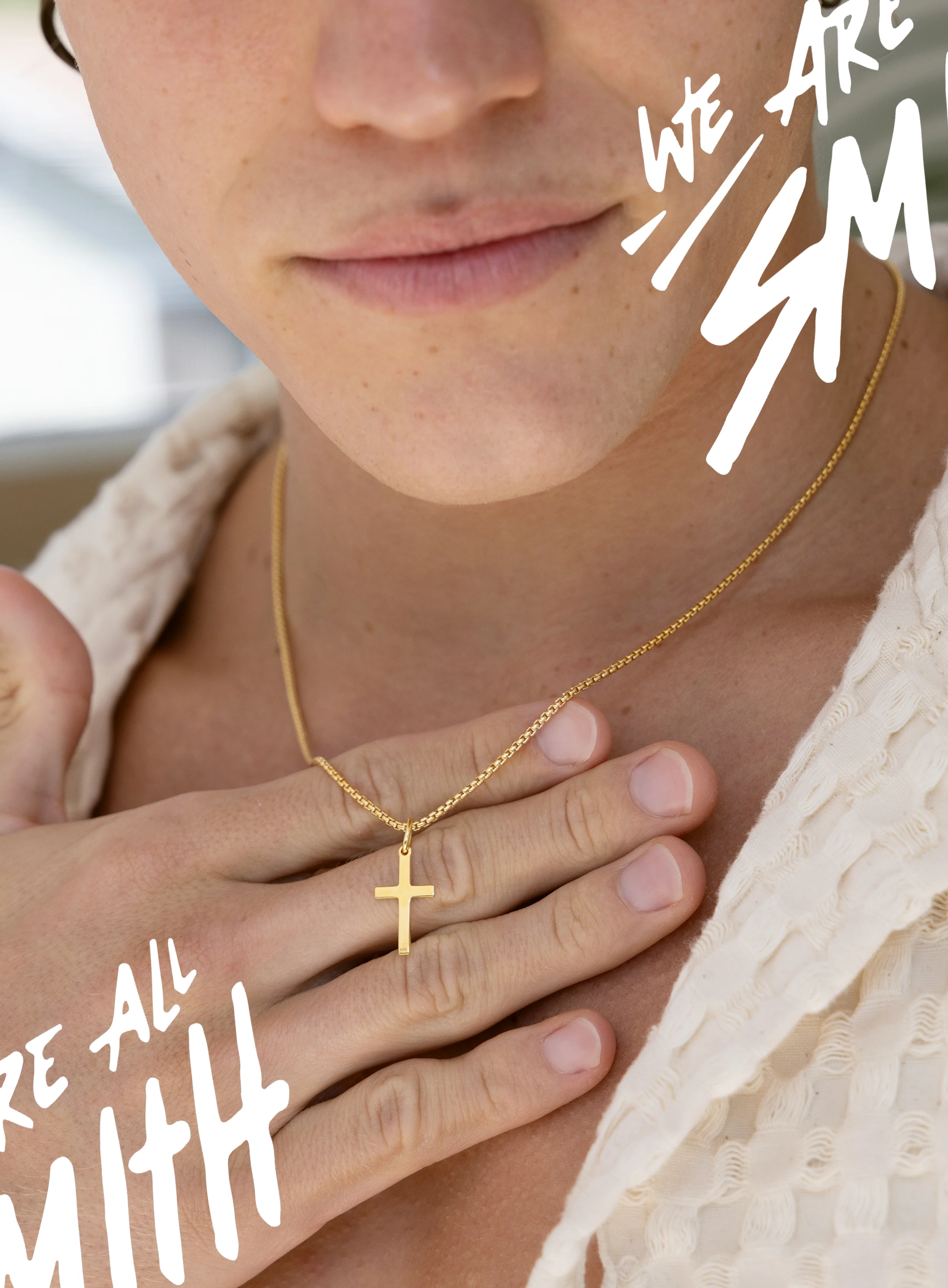 14k Gold Vermeil Small Cross on 14K Gold Filled Venetian Box Chain - Image 2