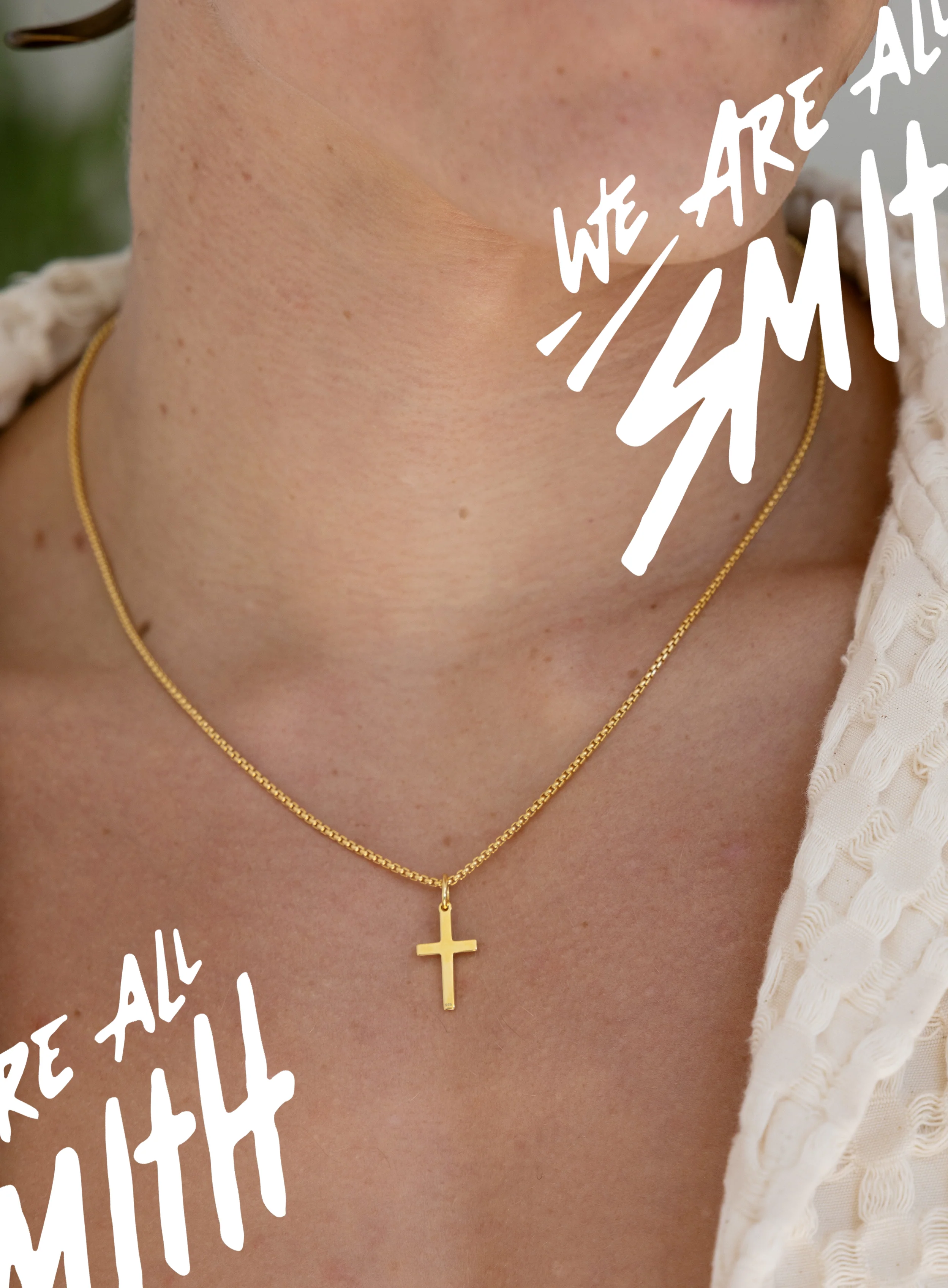14k Gold Vermeil Small Cross on 14K Gold Filled Venetian Box Chain - Image 6