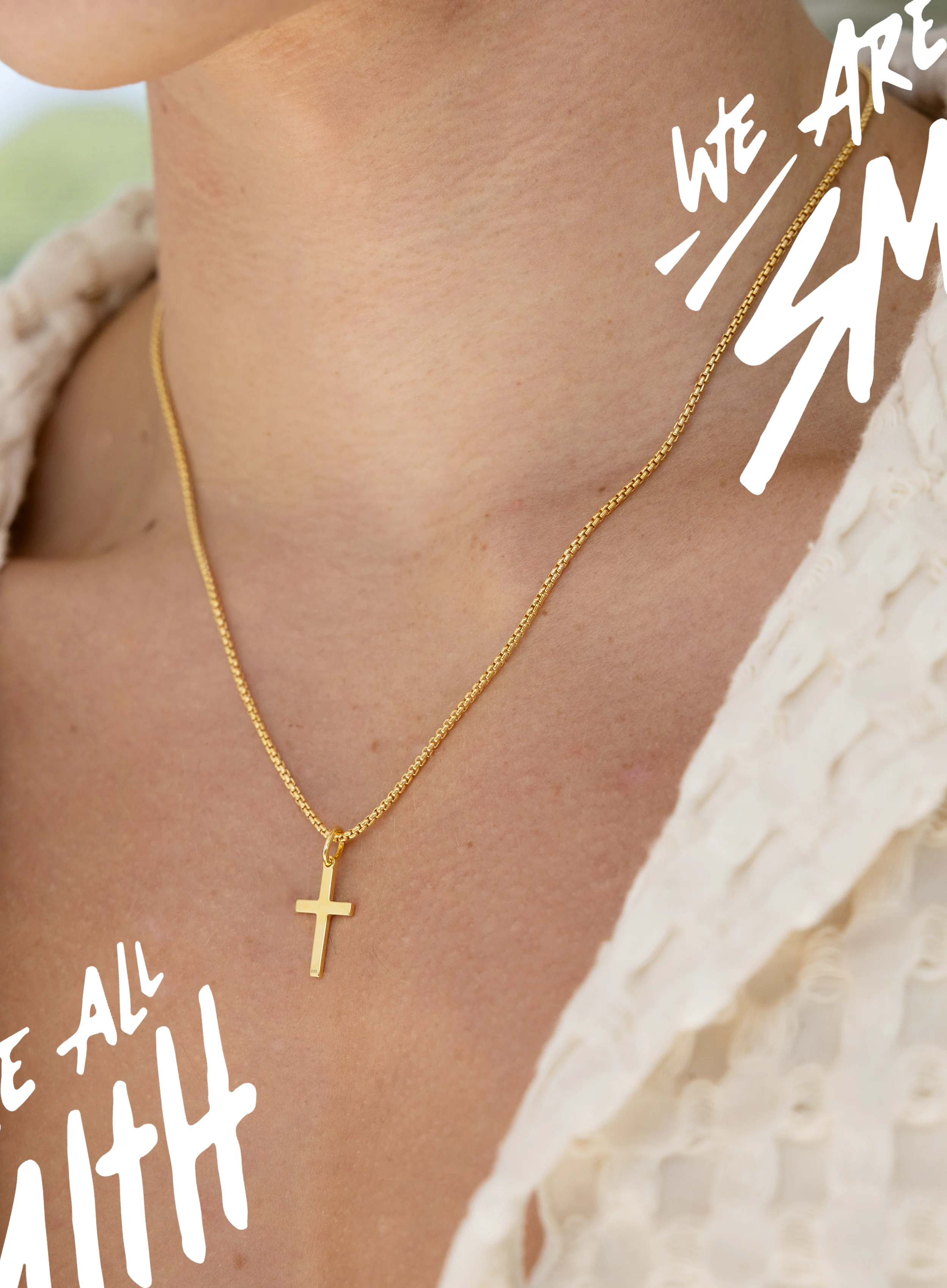 14k Gold Vermeil Small Cross on 14K Gold Filled Venetian Box Chain - Image 9