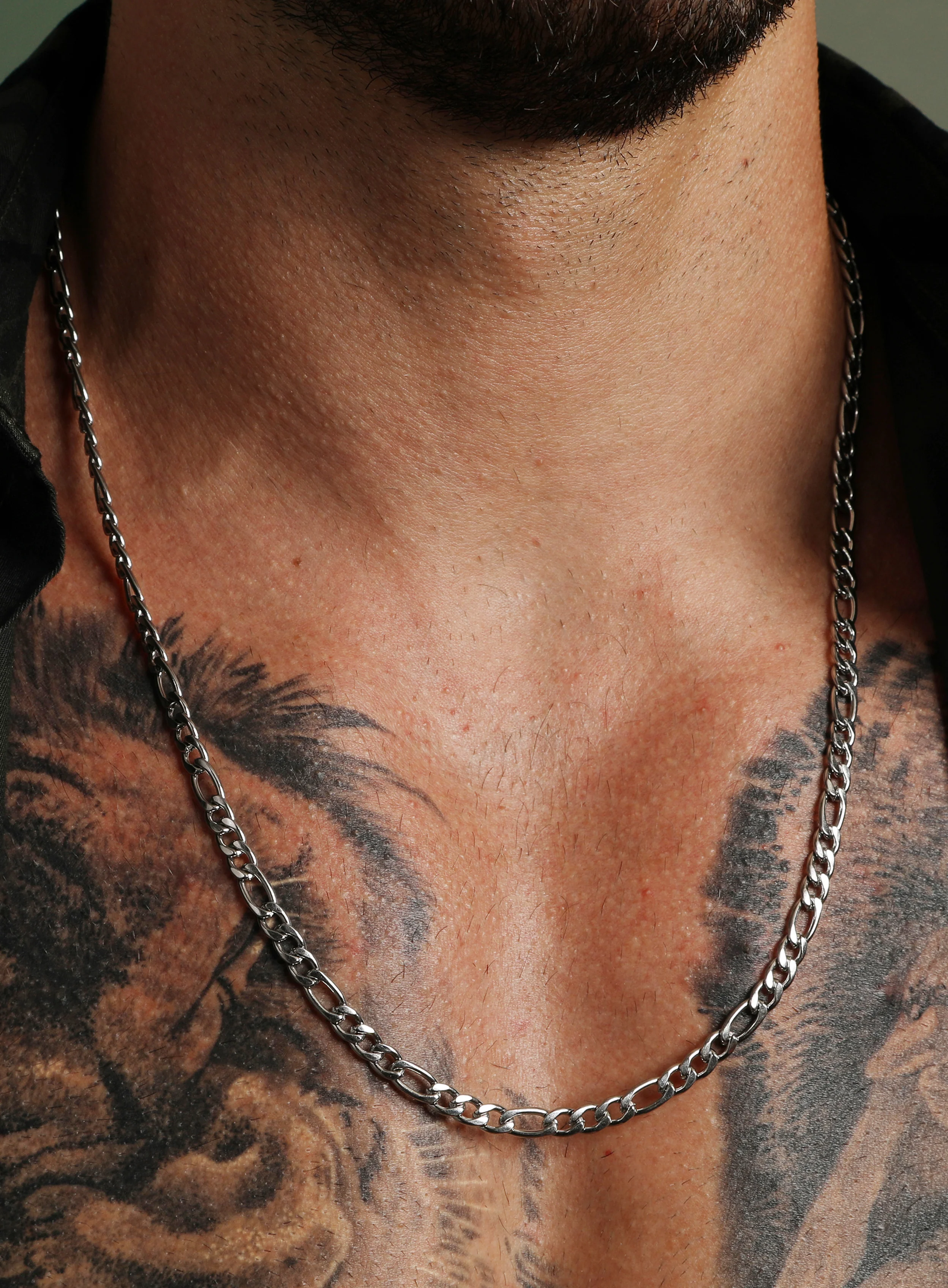 5mm Stainless Steel Figaro Chain Necklace for Men - Image 2