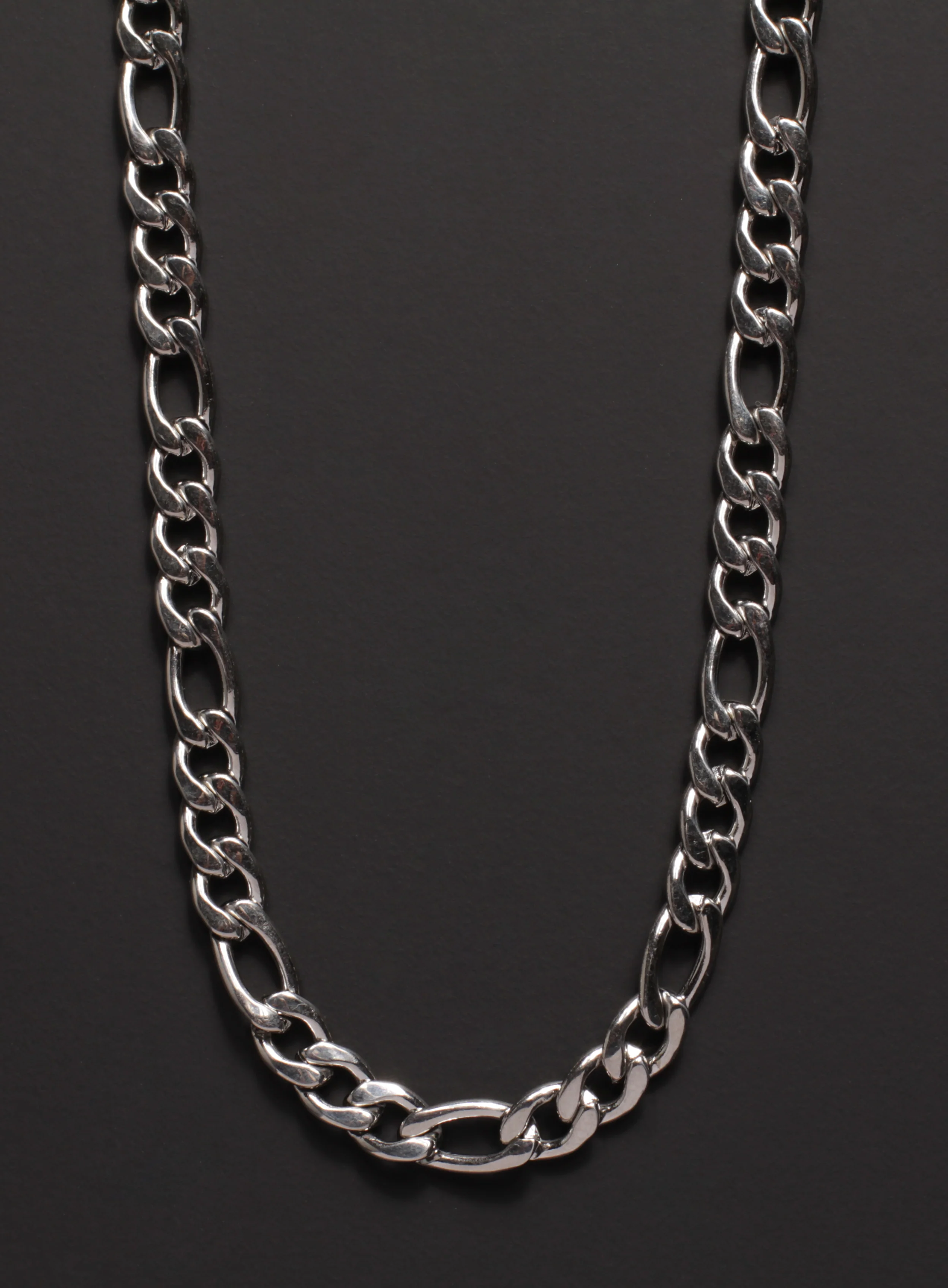 7mm Stainless Steel Figaro Chain Necklace for Men - Image 2