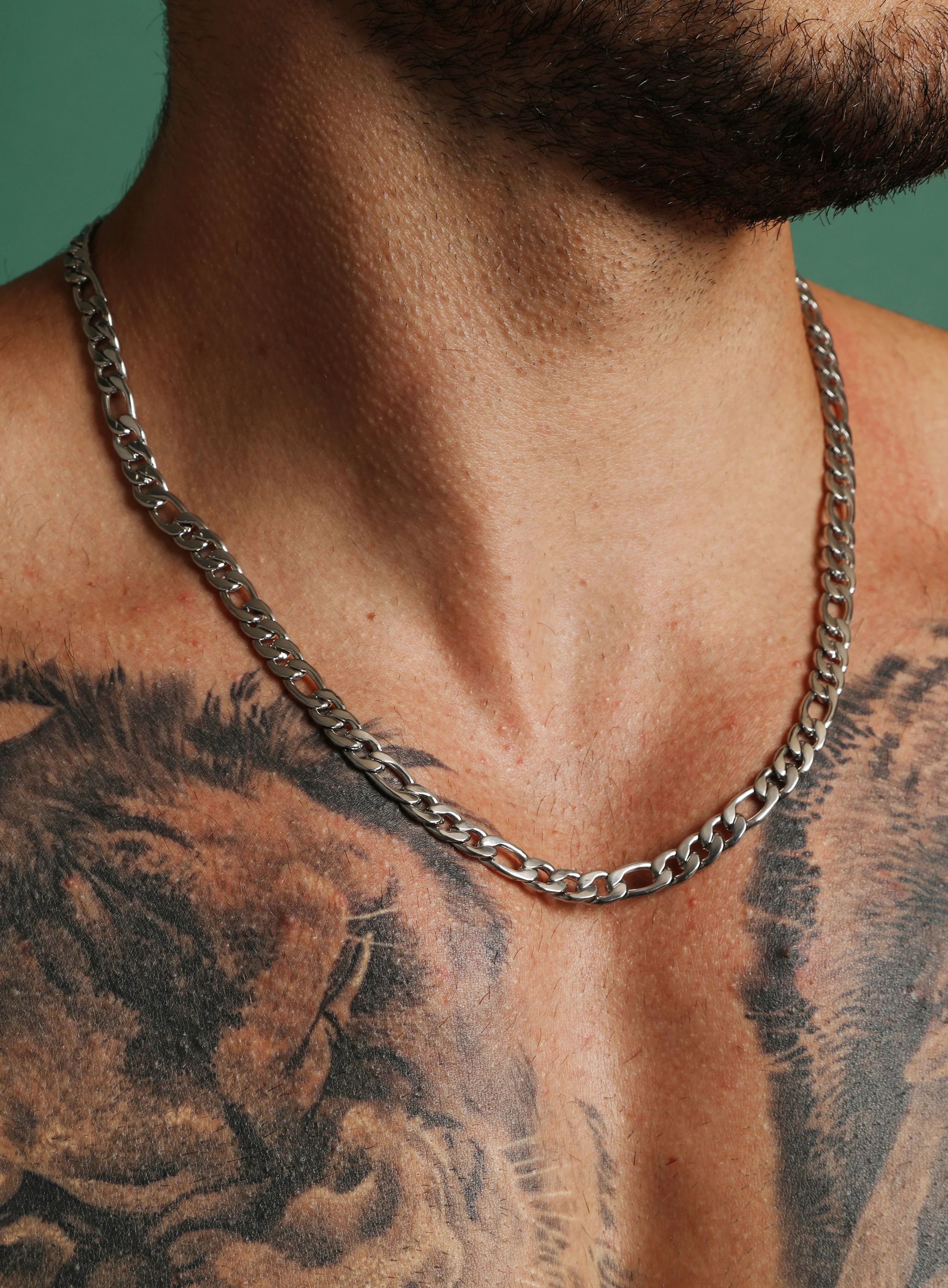 7mm Stainless Steel Figaro Chain Necklace for Men - Image 3