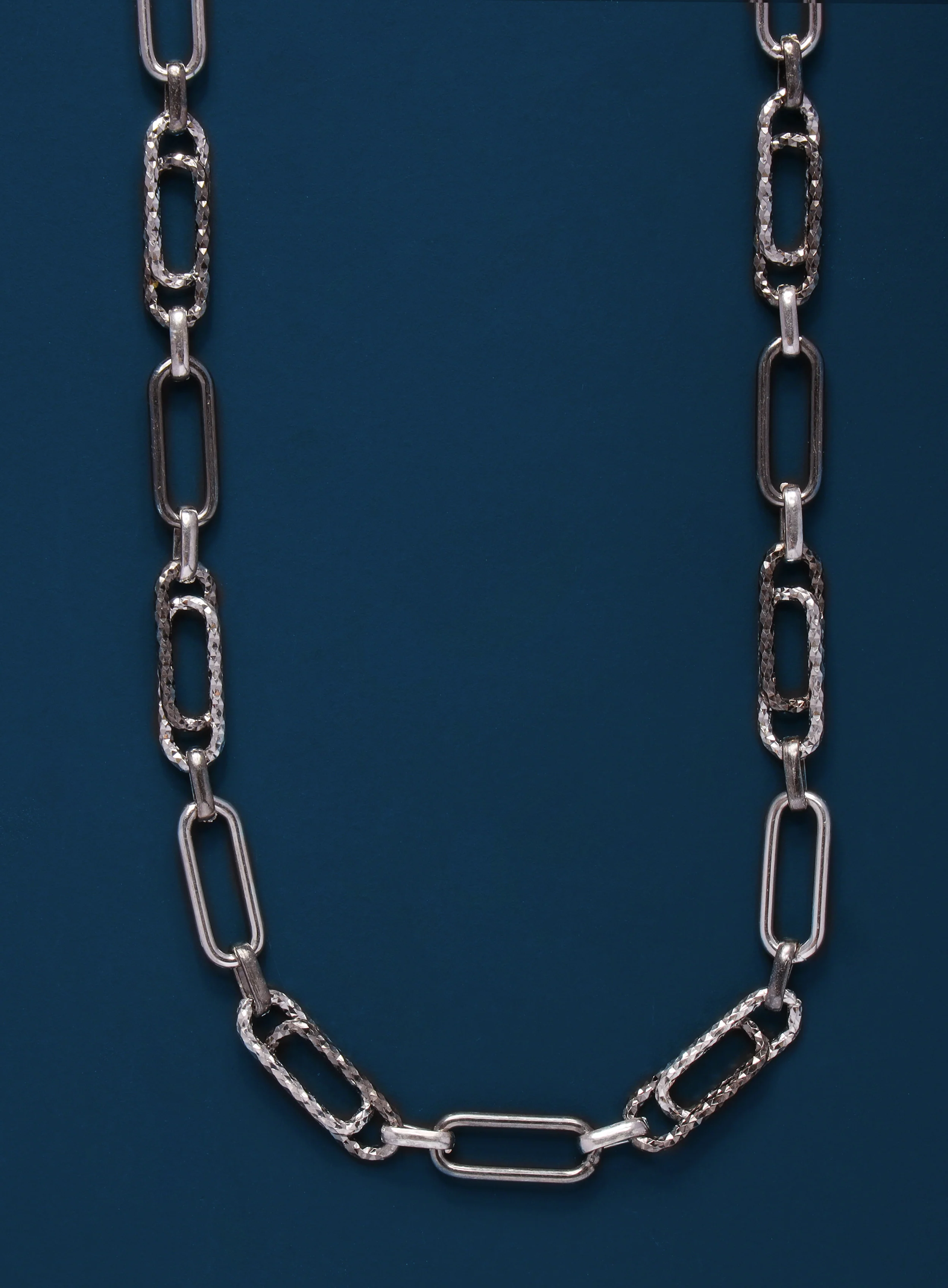 925 Oxidized and lasered Double Clip Chain Necklace