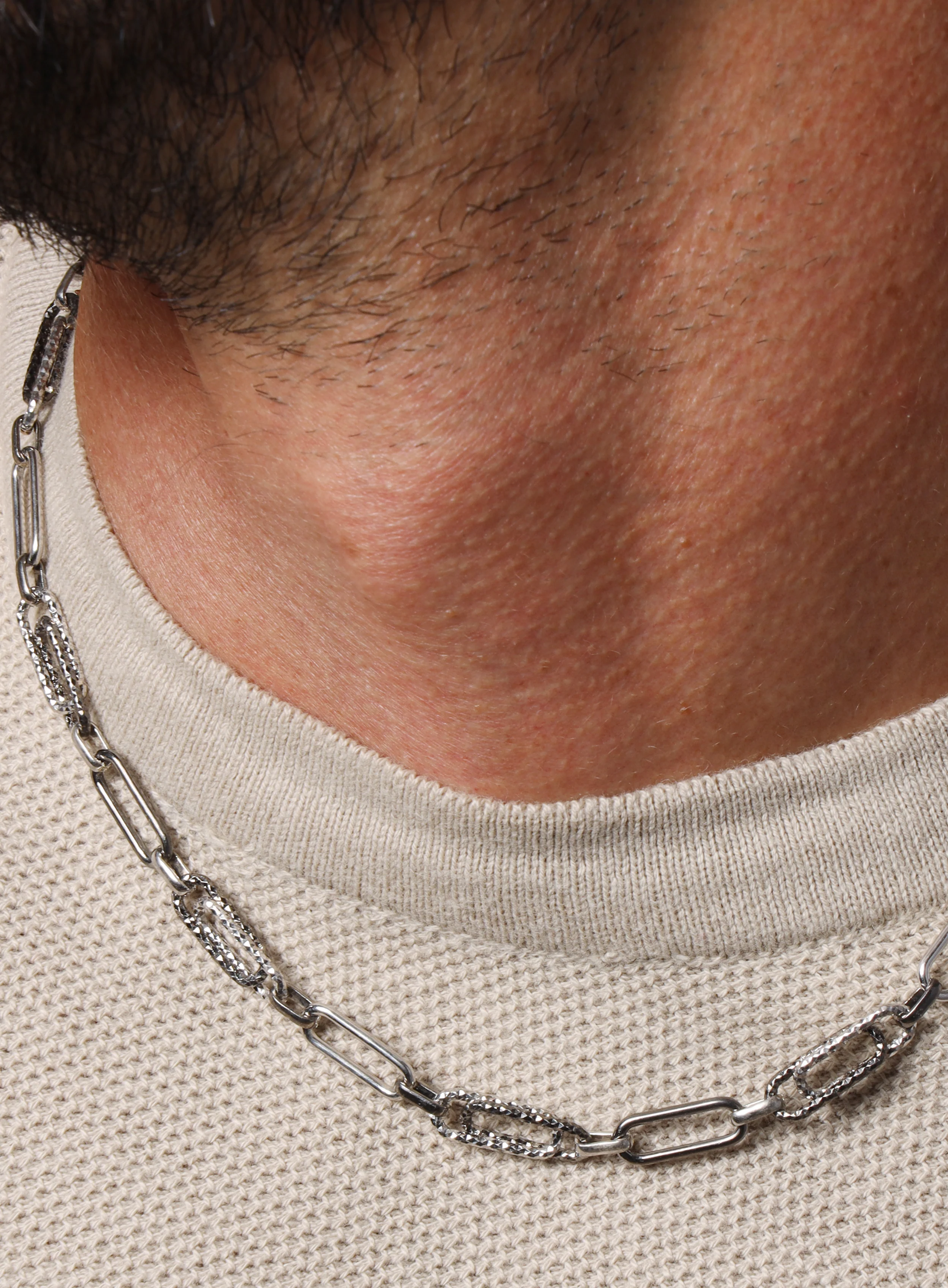 925 Oxidized and lasered Double Clip Chain Necklace - Image 6