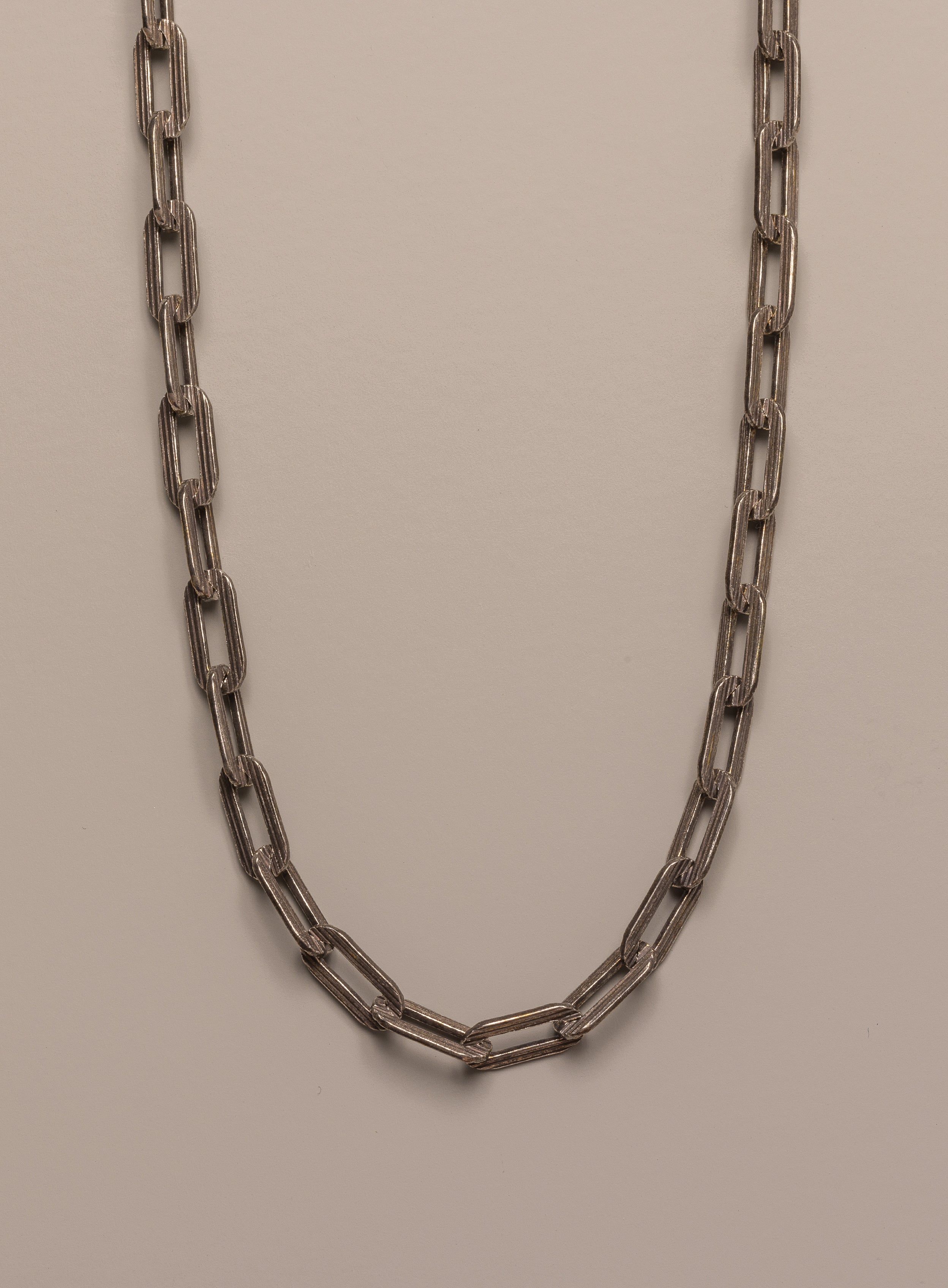 925 Oxidized Textured Elongated Sterling Silver Chain Necklace for Men - Image 3