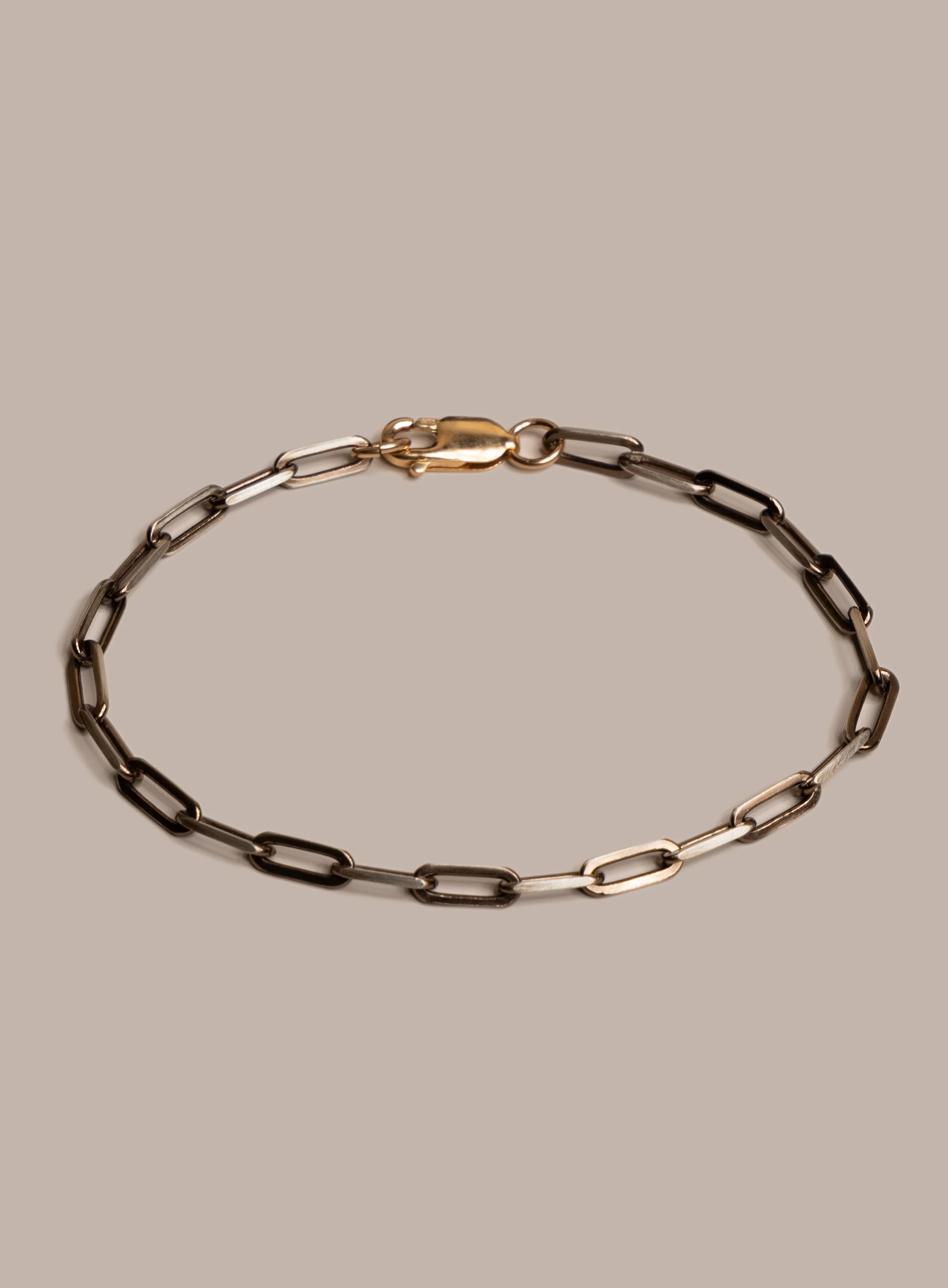925 Sterling Silver / Chocolate Gold with 14k Gold Filled Clasp Chain Bracelet - Image 4