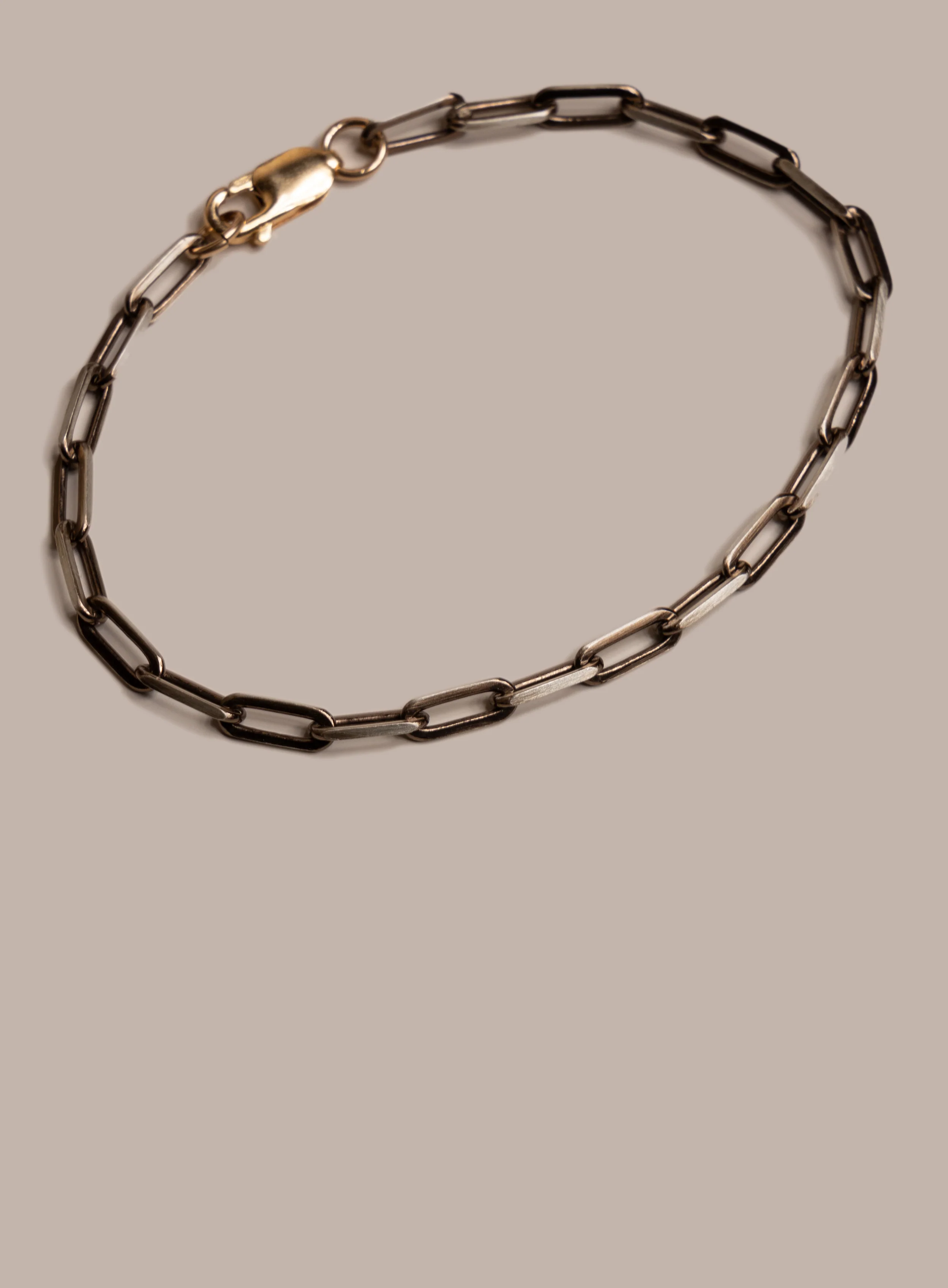 925 Sterling Silver / Chocolate Gold with 14k Gold Filled Clasp Chain Bracelet - Image 6