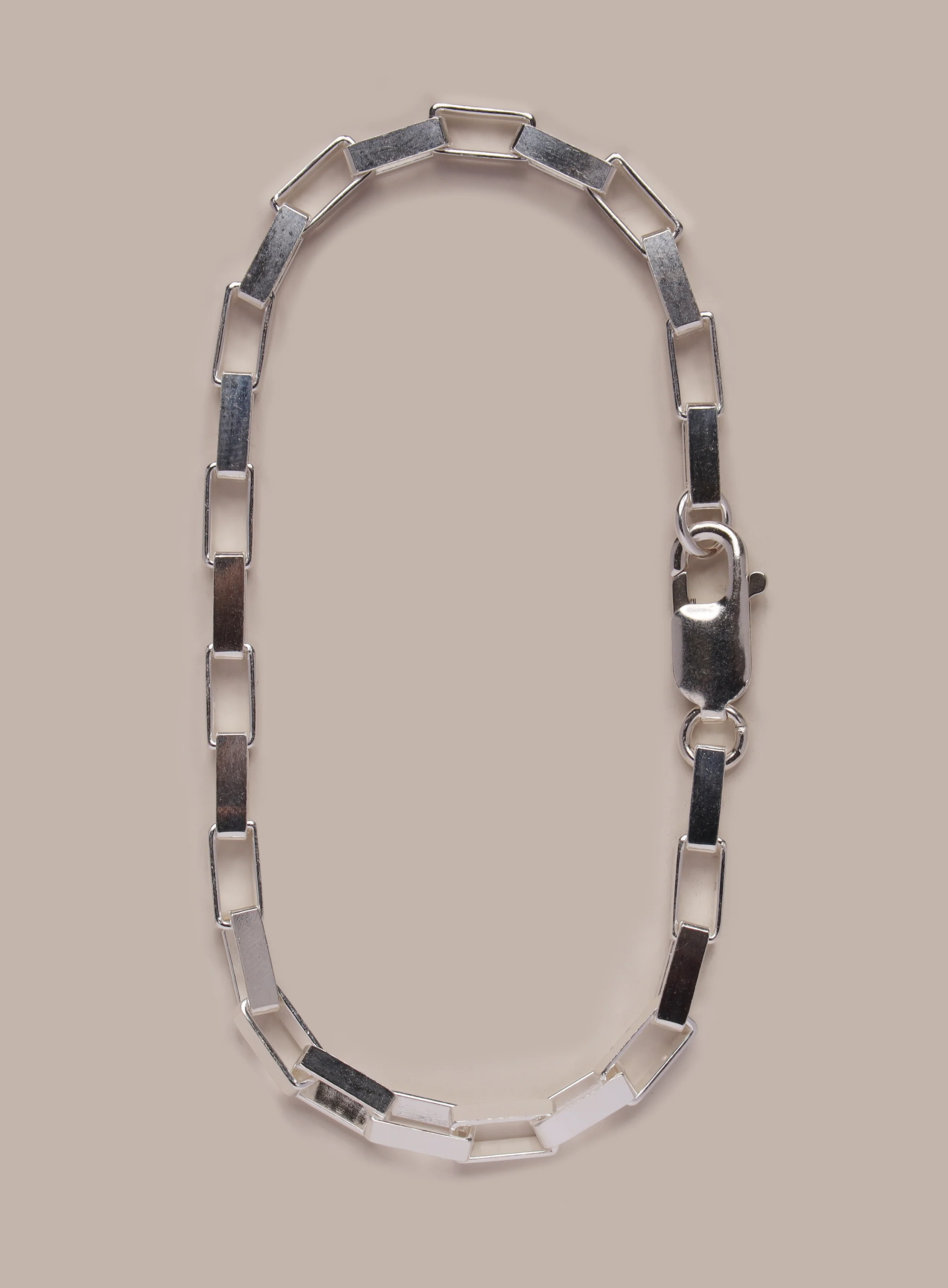 925 Sterling Silver Elongated Box Chain Bracelet for Men