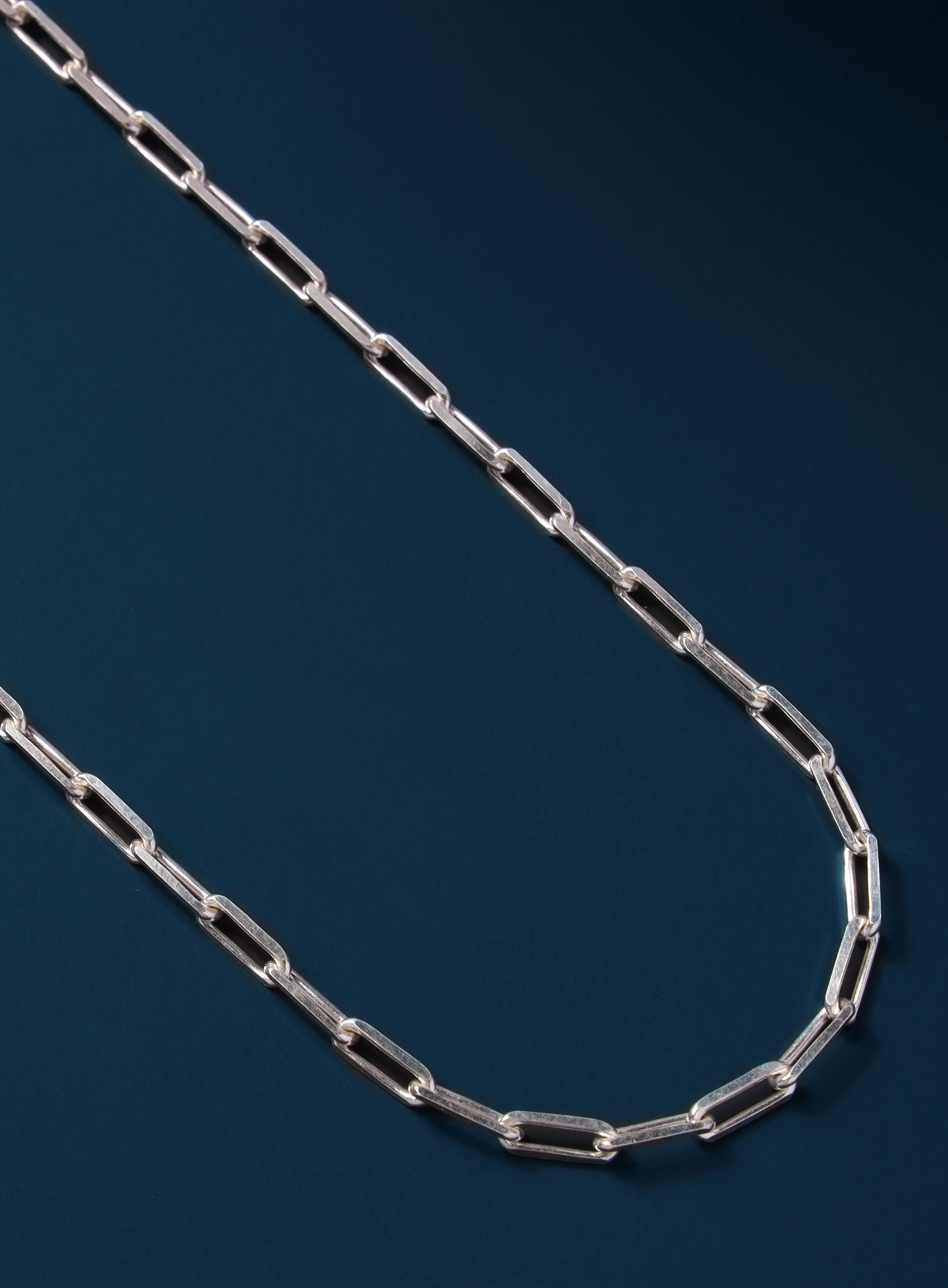 925 Sterling Silver Elongated Cable Chain Necklace for Men - Image 4