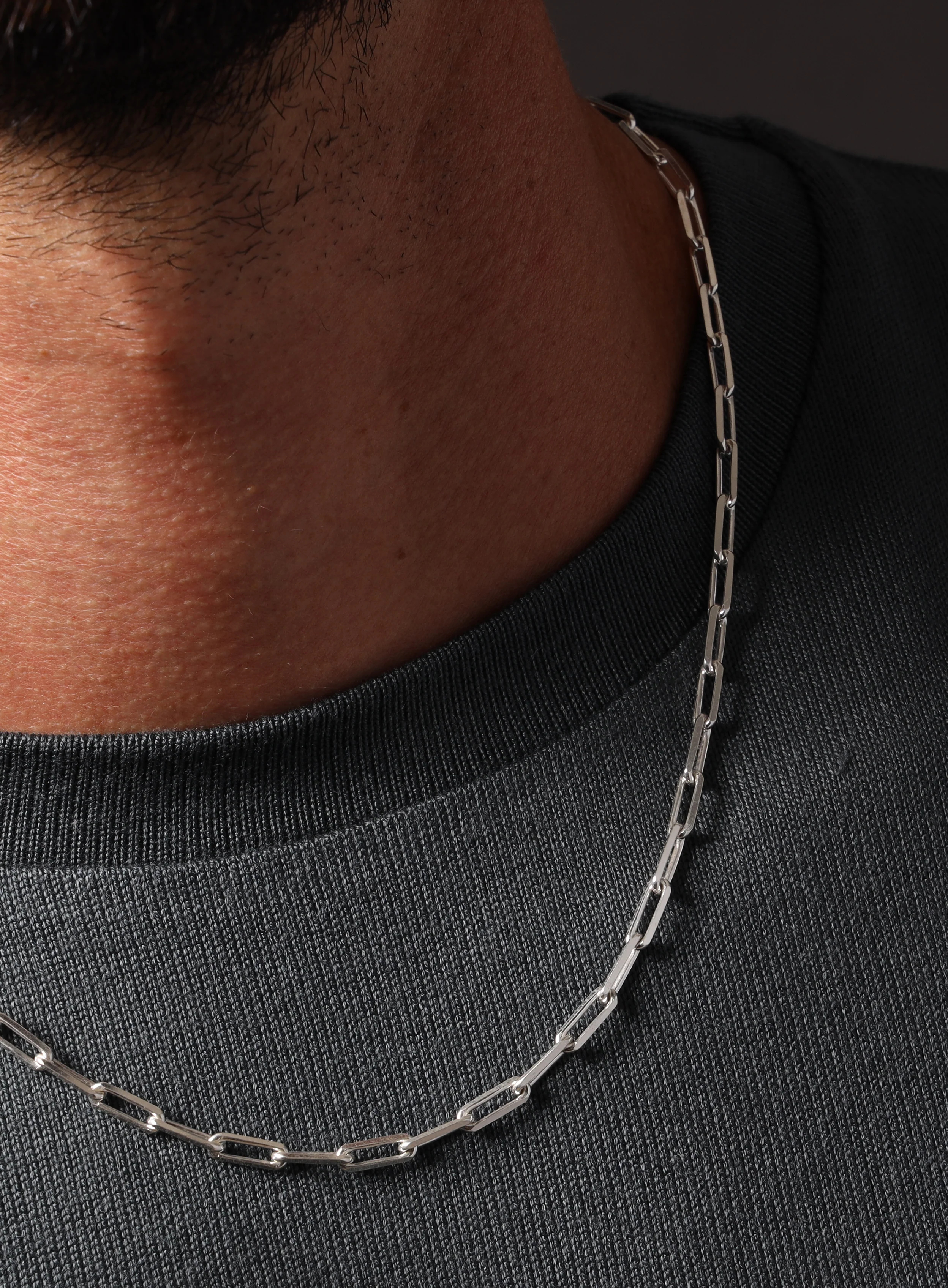 925 Sterling Silver Elongated Cable Chain Necklace for Men - Image 6