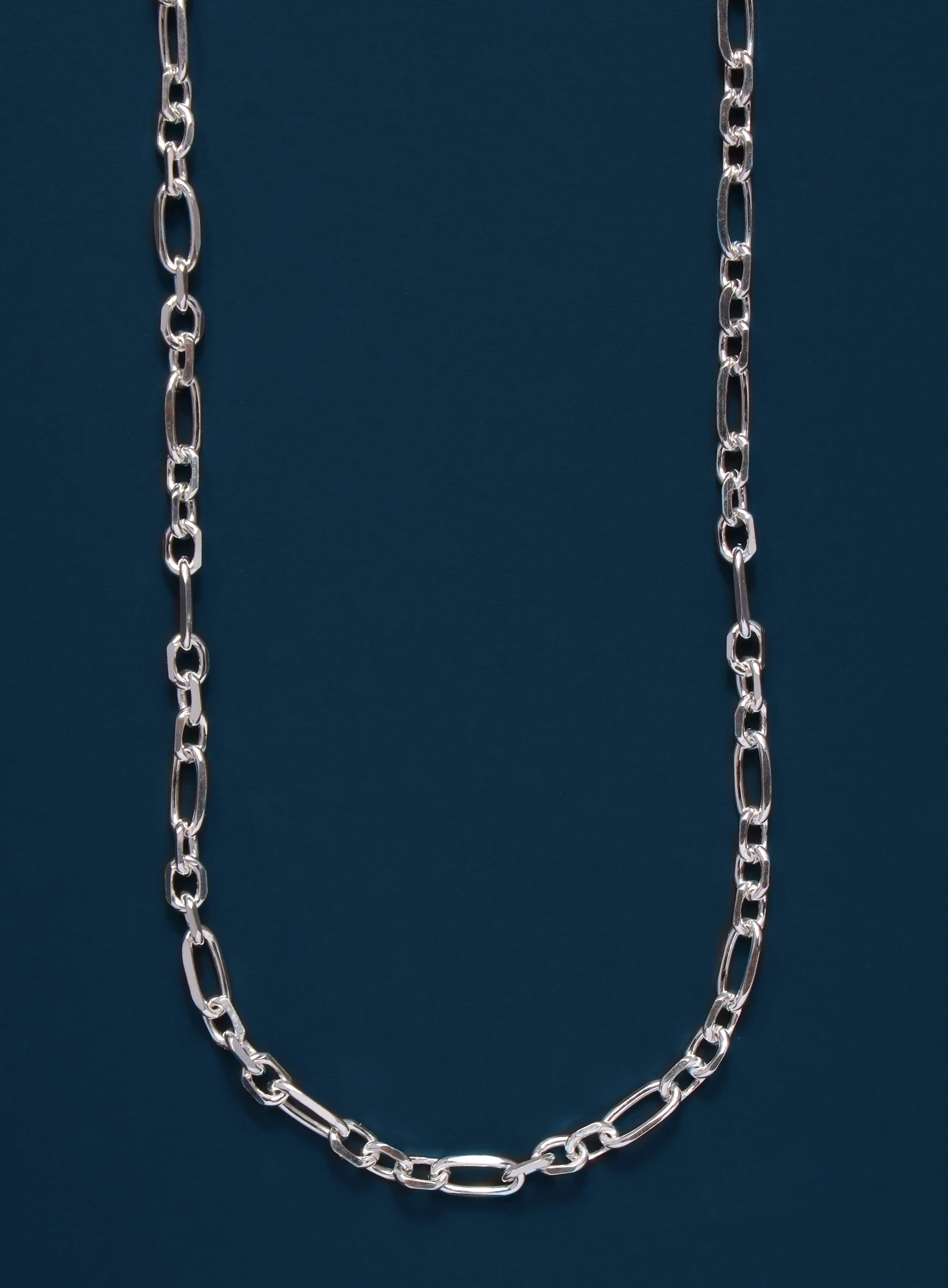 925 Sterling Silver Figaro Inspired Chain Necklace for Men
