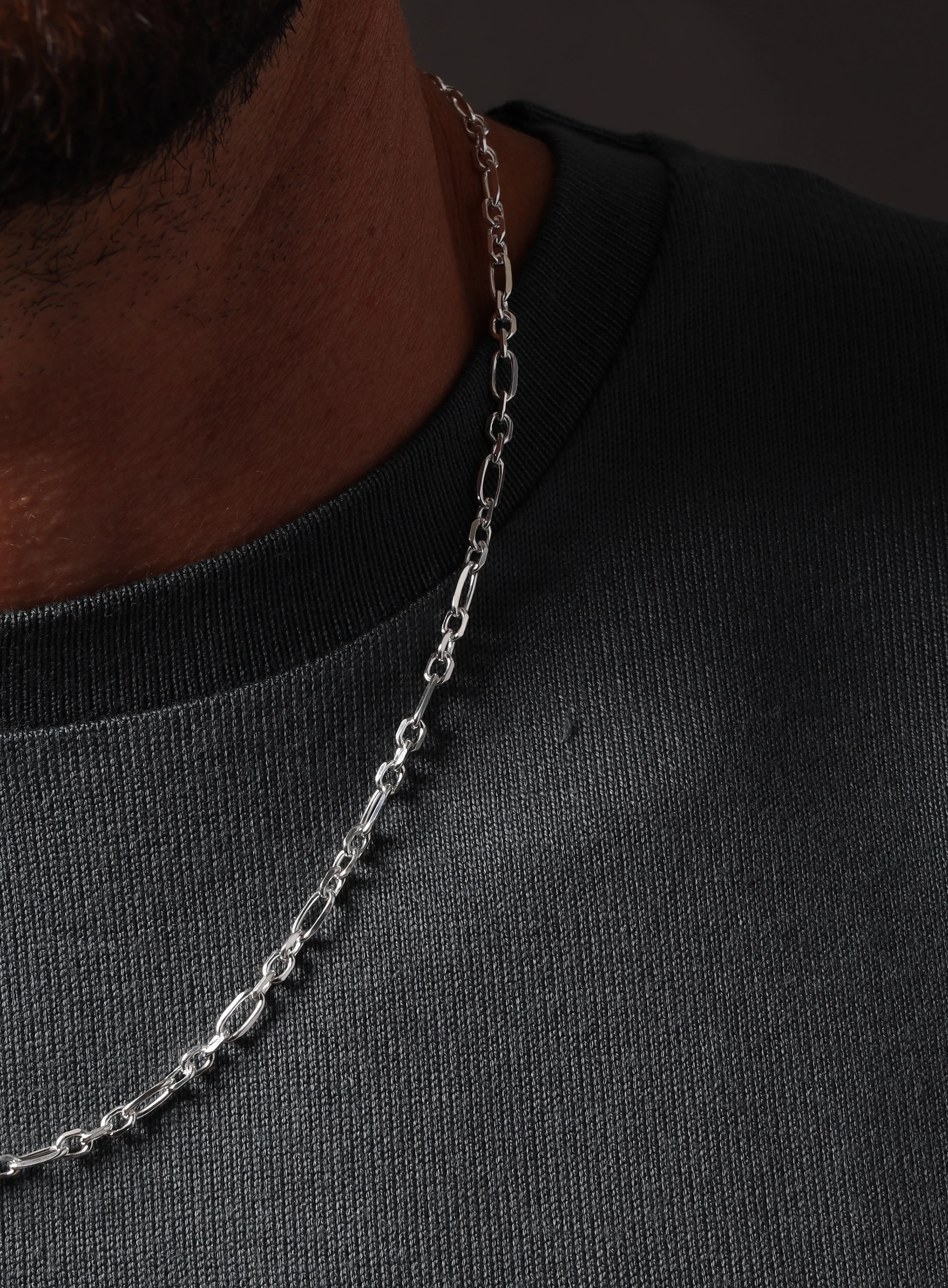925 Sterling Silver Figaro Inspired Chain Necklace for Men - Image 10