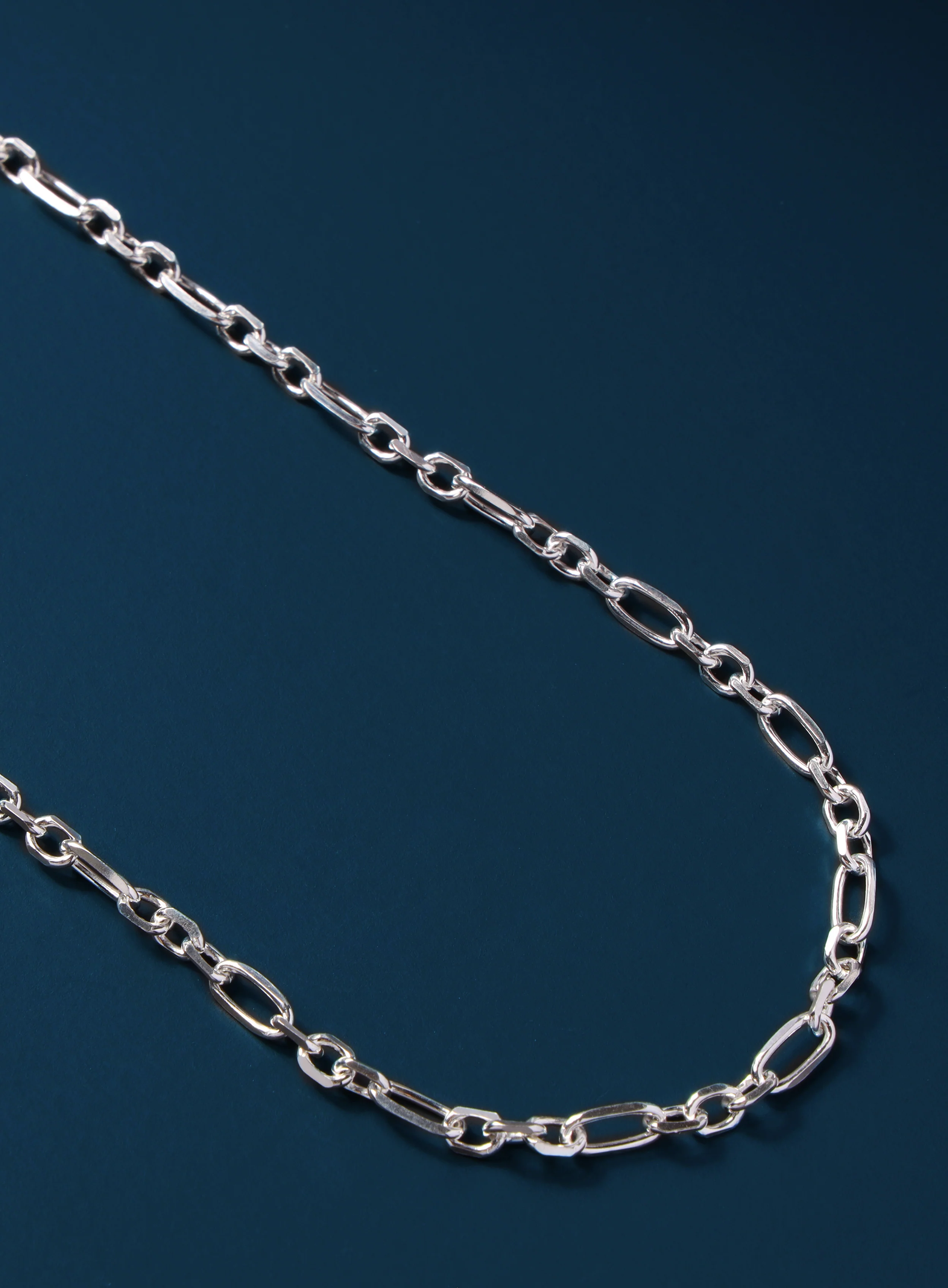 925 Sterling Silver Figaro Inspired Chain Necklace for Men - Image 4