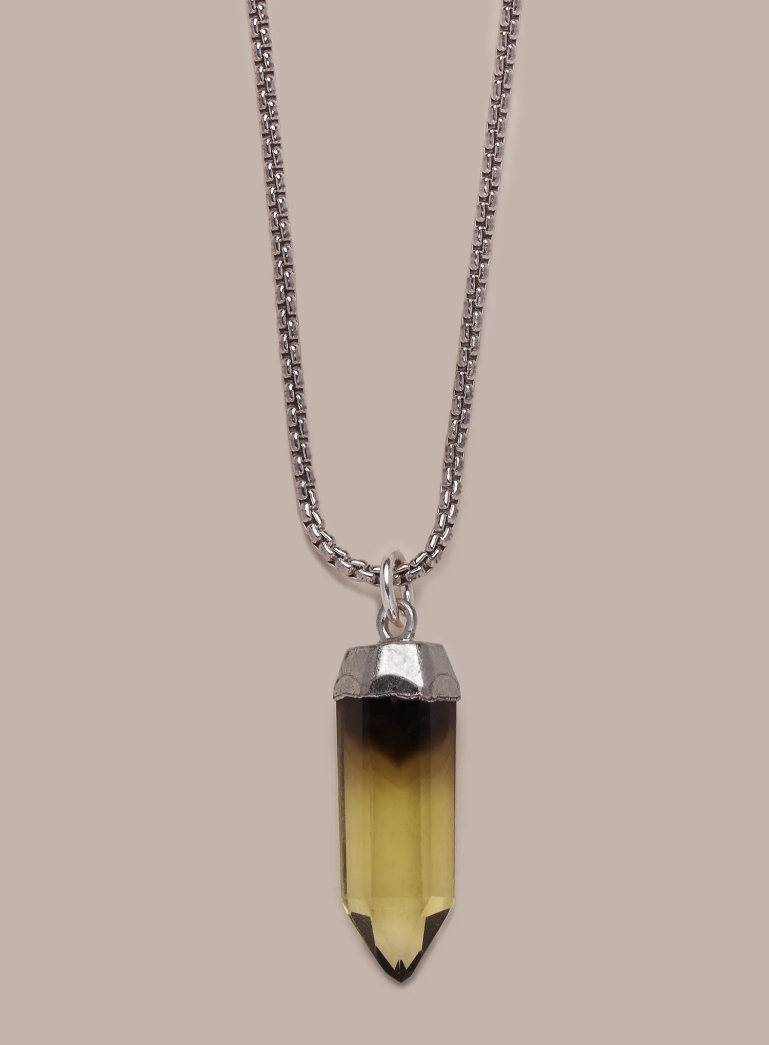925 Sterling Silver Lemon Quartz Point Pendant Necklace (limited edition) - Image 2