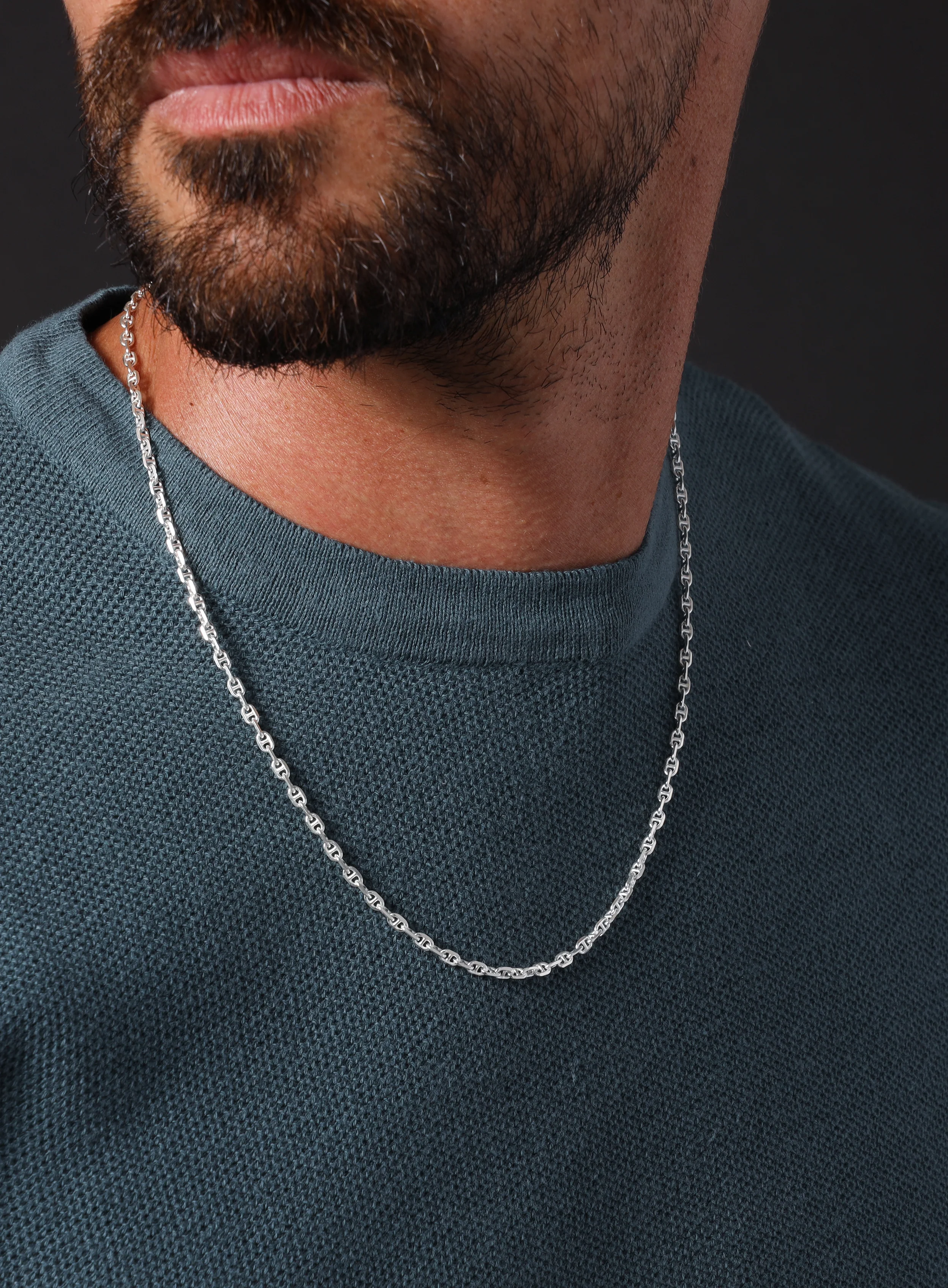 925 Sterling Silver Mini Anchor Chain Necklace for Men - Image 11