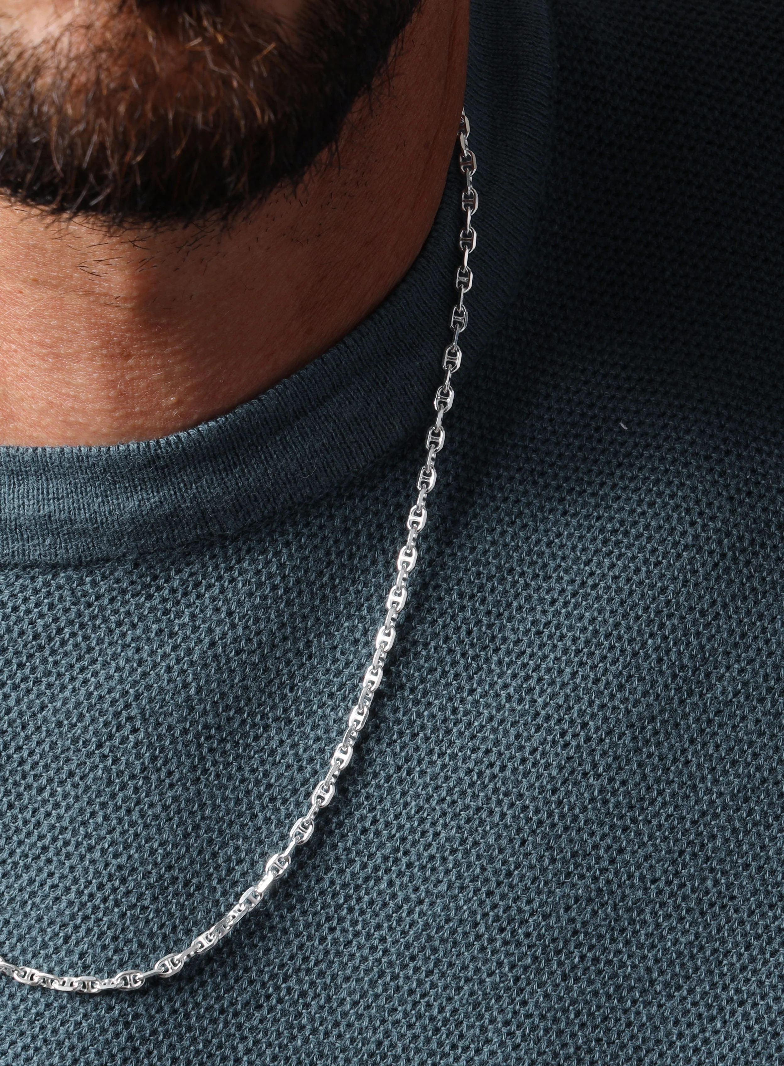 925 Sterling Silver Mini Anchor Chain Necklace for Men - Image 3