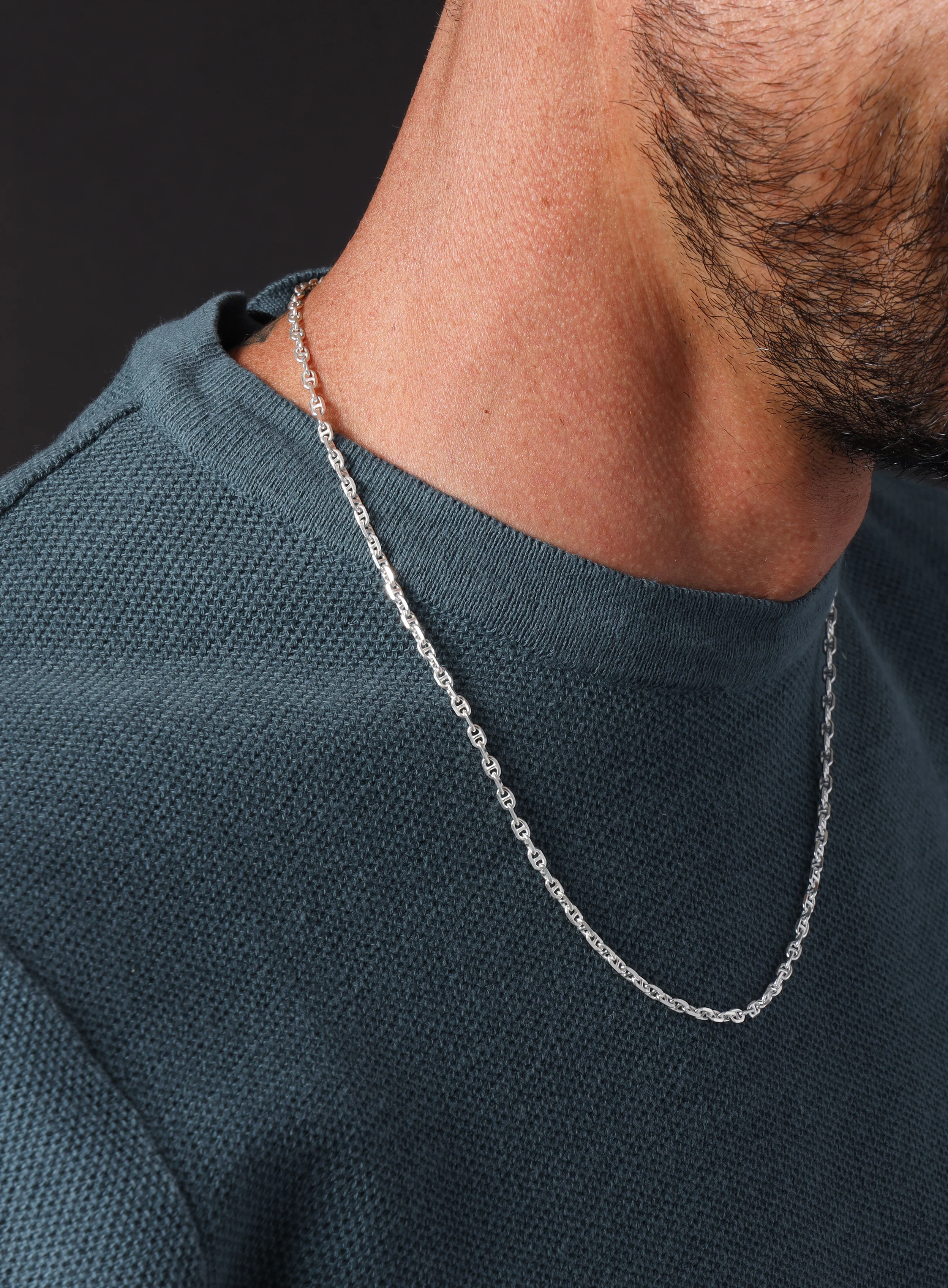 925 Sterling Silver Mini Anchor Chain Necklace for Men - Image 7