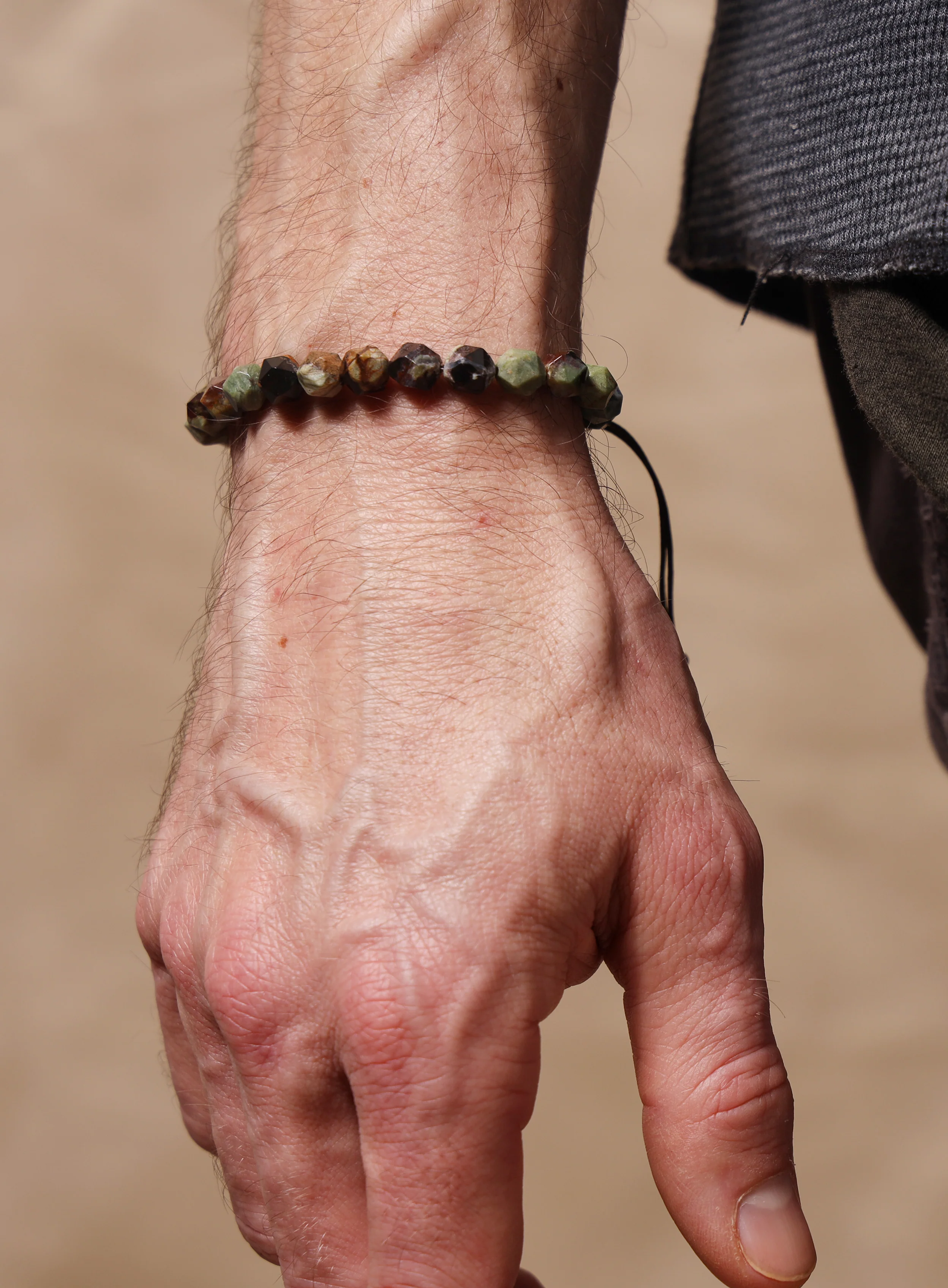 African Turquoise and Sterling Silver Bead Bracelet for Men - Image 9