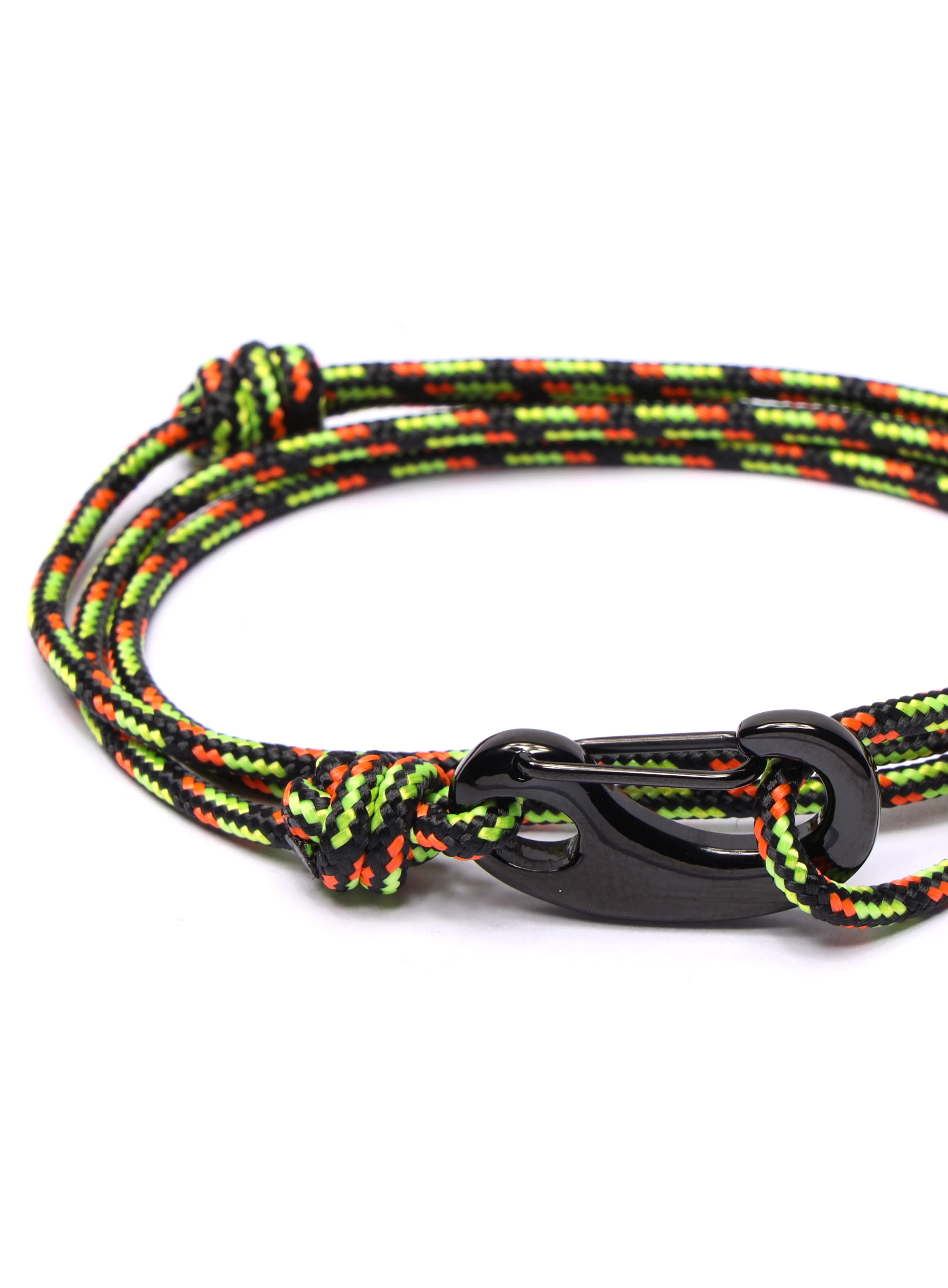 Black & Orange Tactical Cord Bracelet for Men (Black Clasp) - Image 5