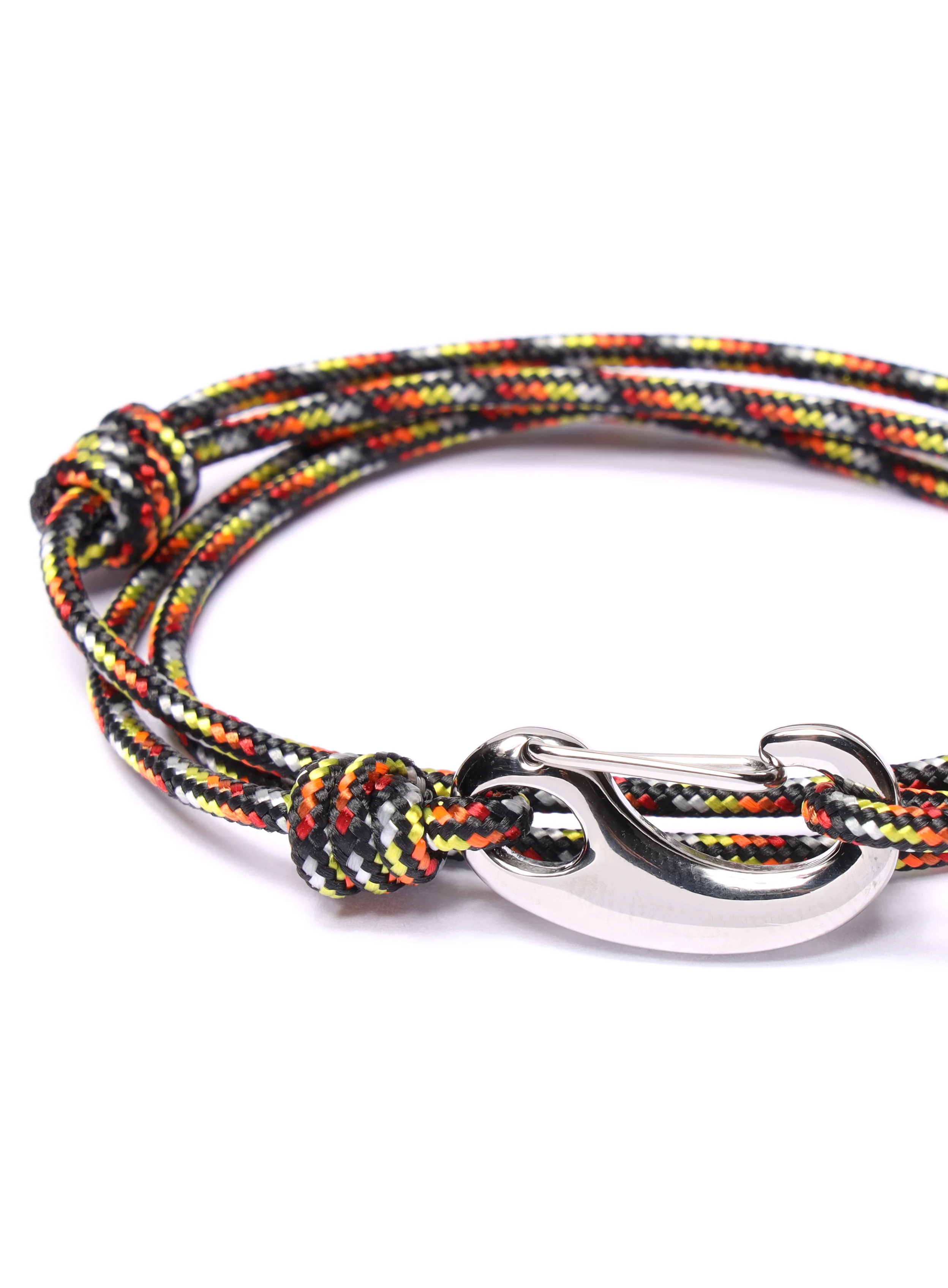 Black, Red and Orange Tactical Cord Bracelet for Men (Silver Clasp -23S) - Image 5