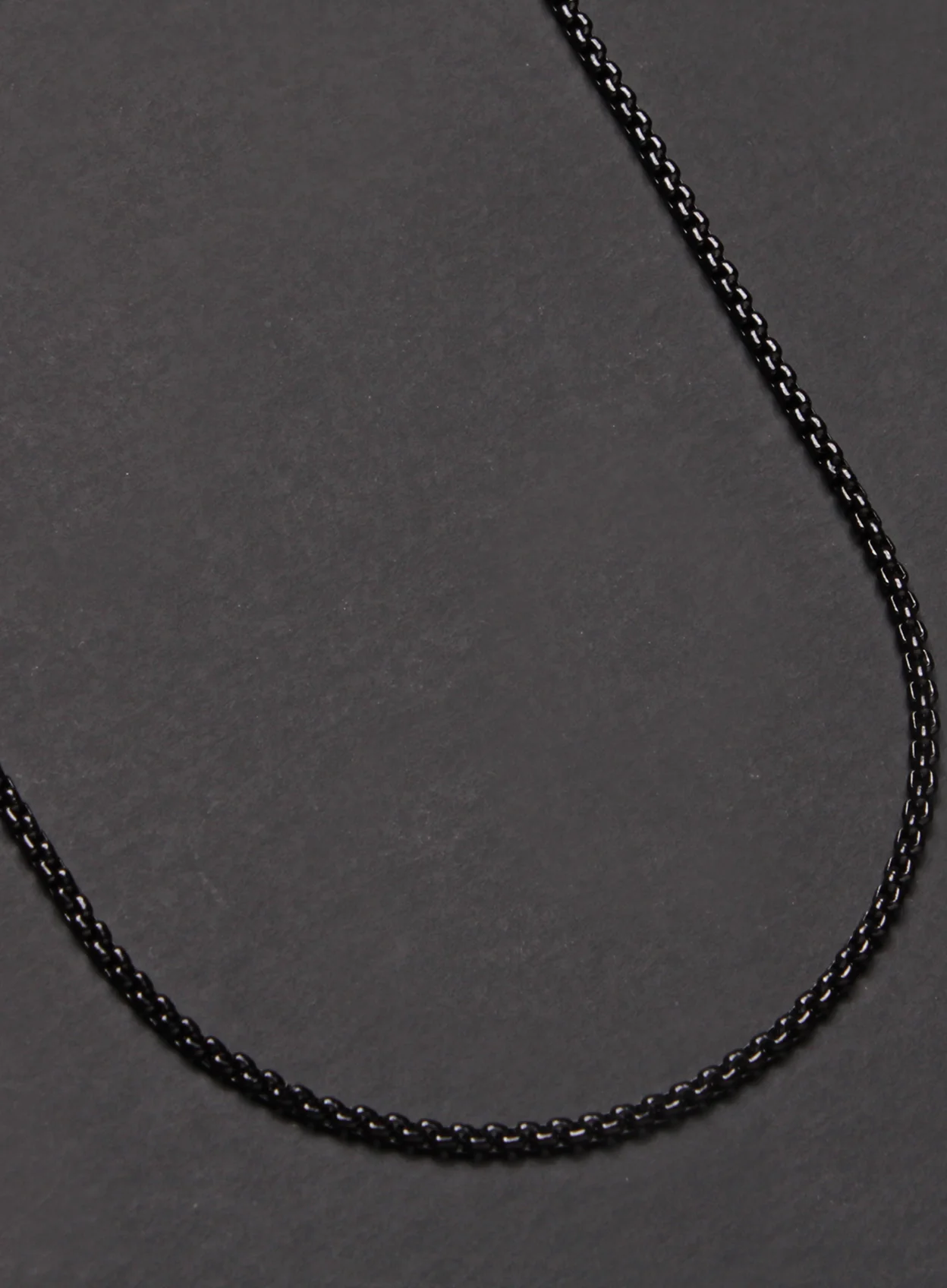 Black gunmetal plated stainless steel round box chain necklace for men - Image 4