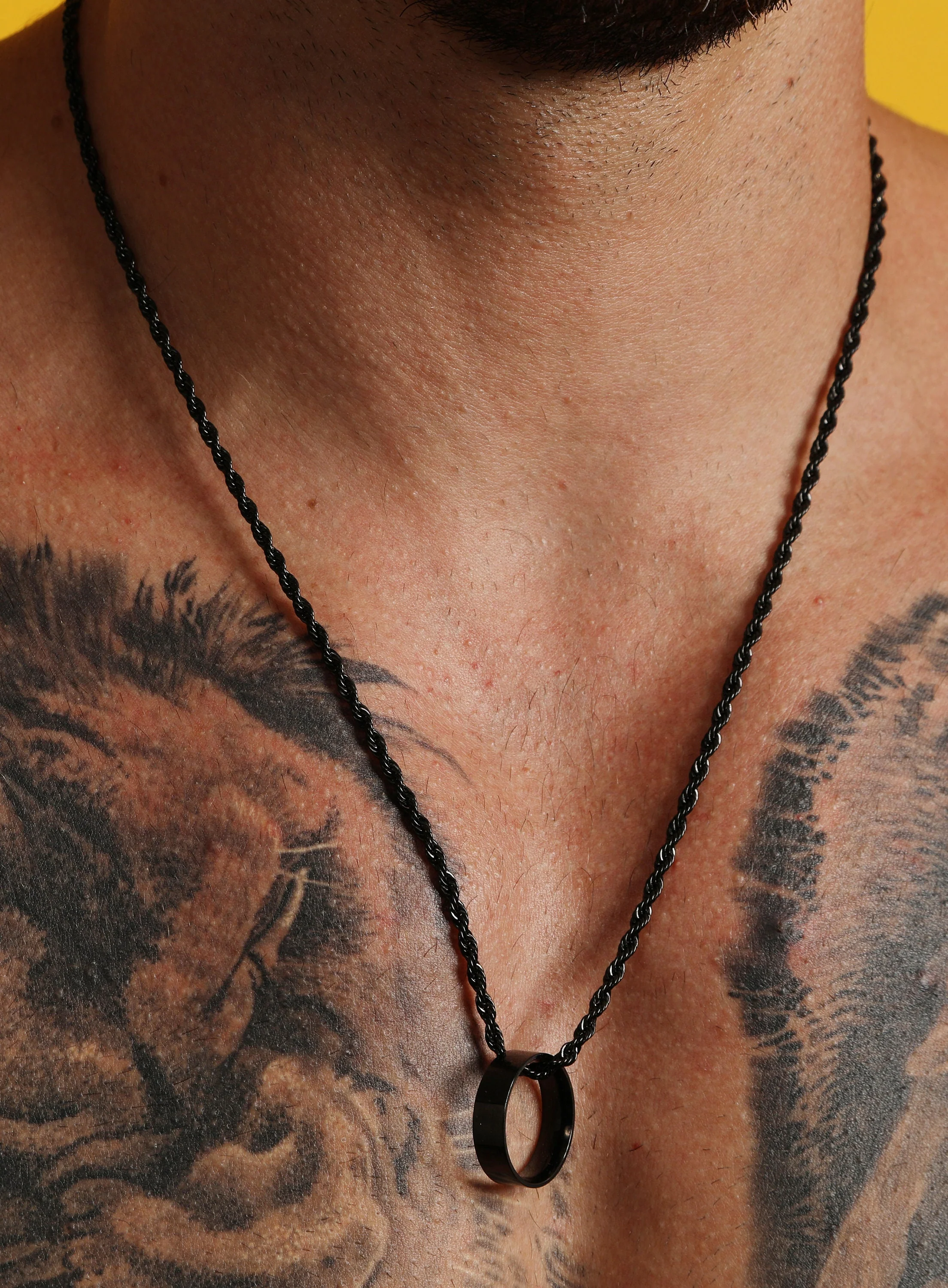 Black ring necklace Jewelry for Men