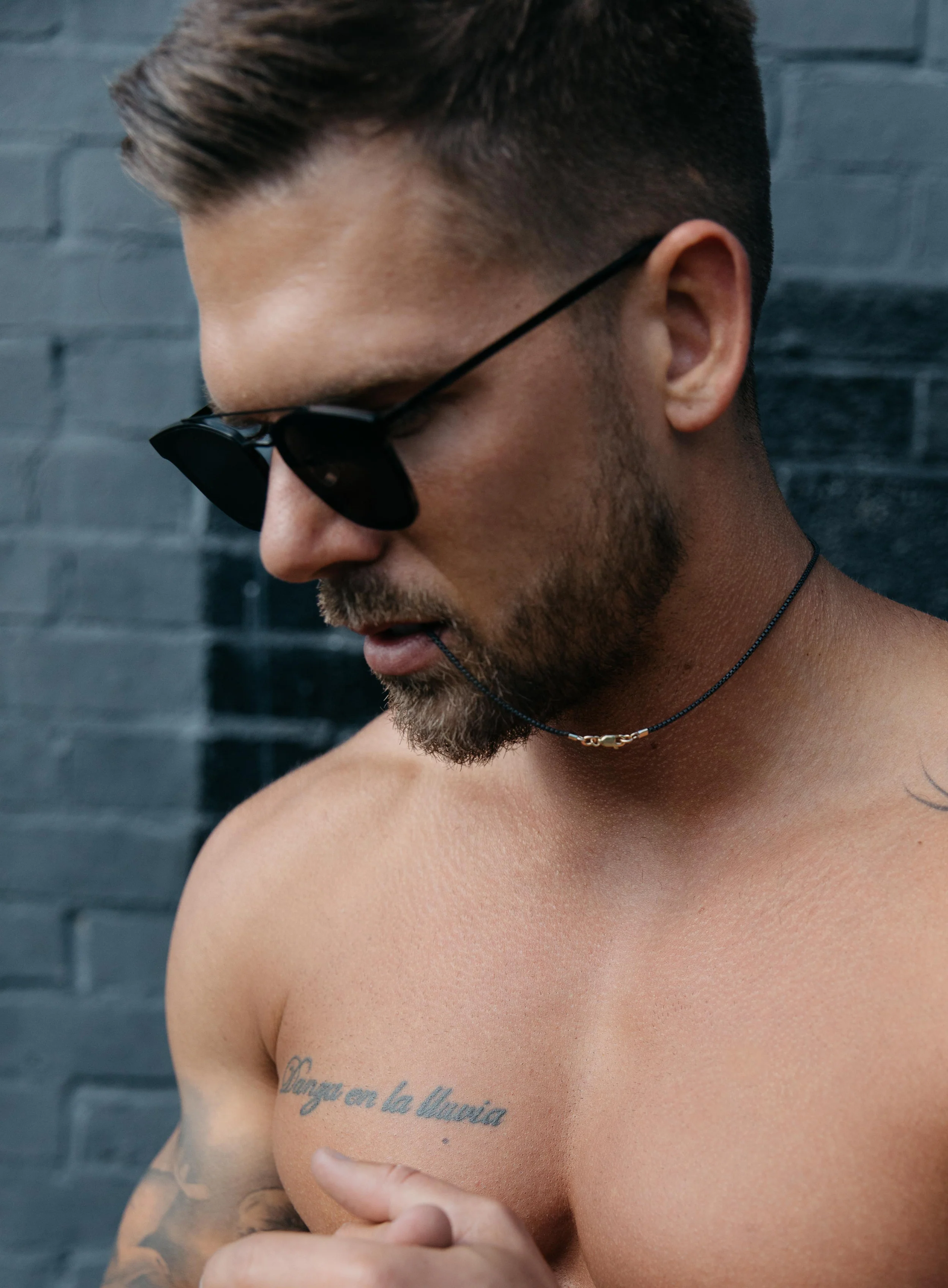 Black Titanium Round Box Chain Necklace for Men - Image 14