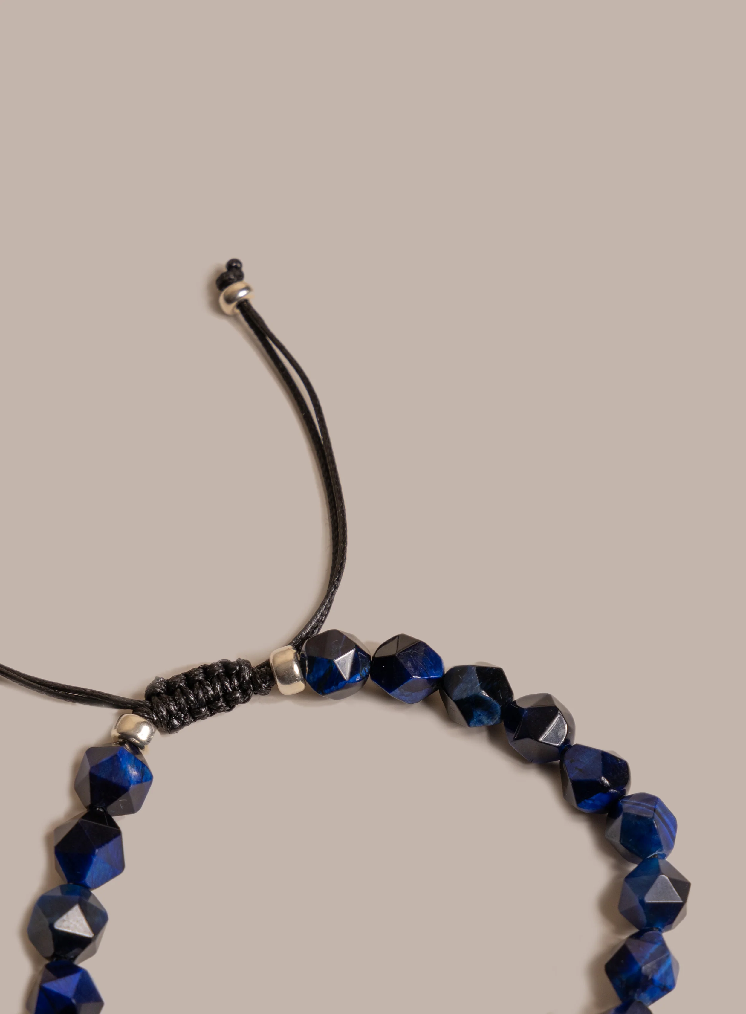 Blue Tiger Eye and Sterling Silver Bead Men's Bracelet - Image 6