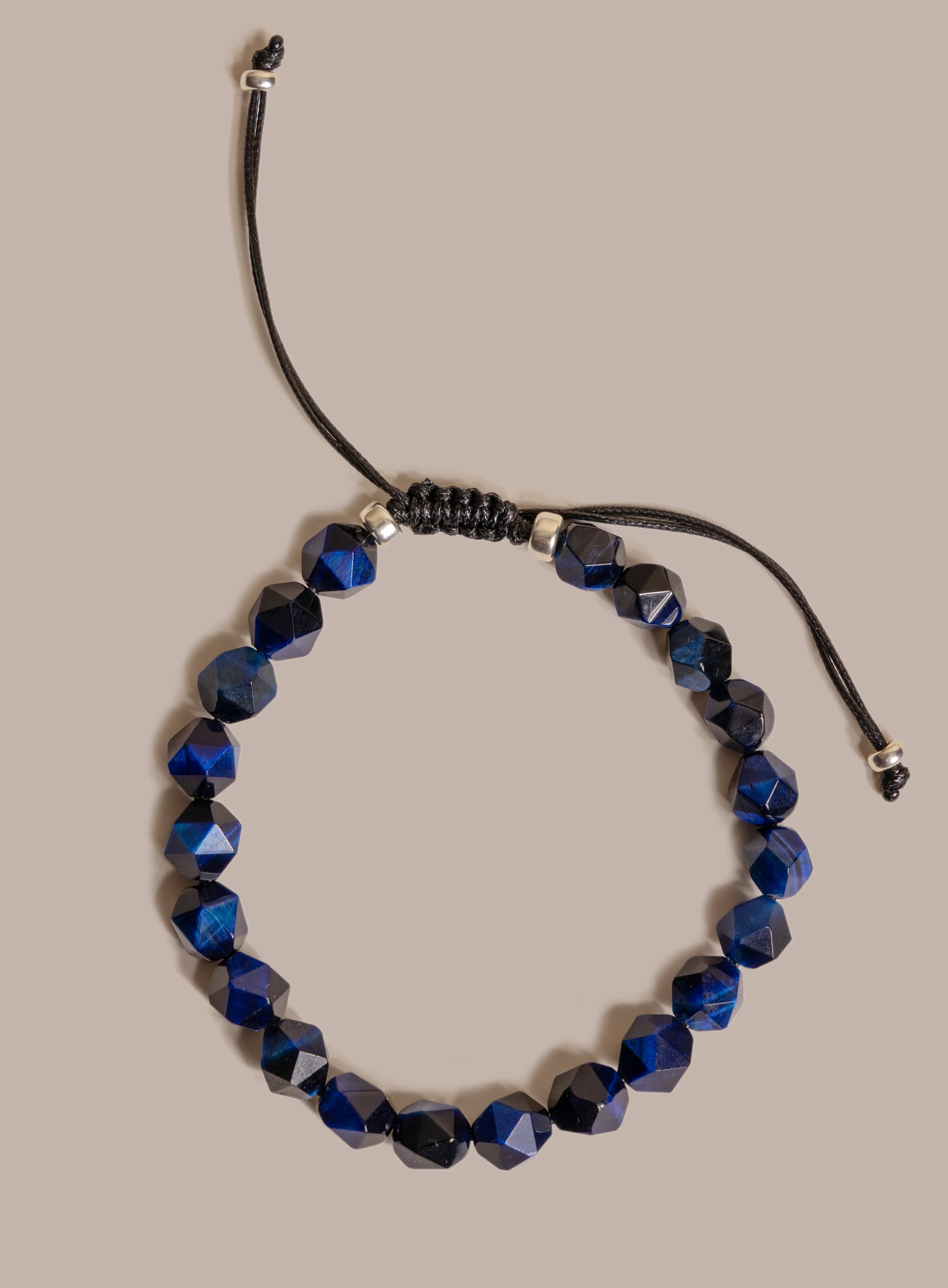 Blue Tiger Eye and Sterling Silver Bead Men's Bracelet - Image 8