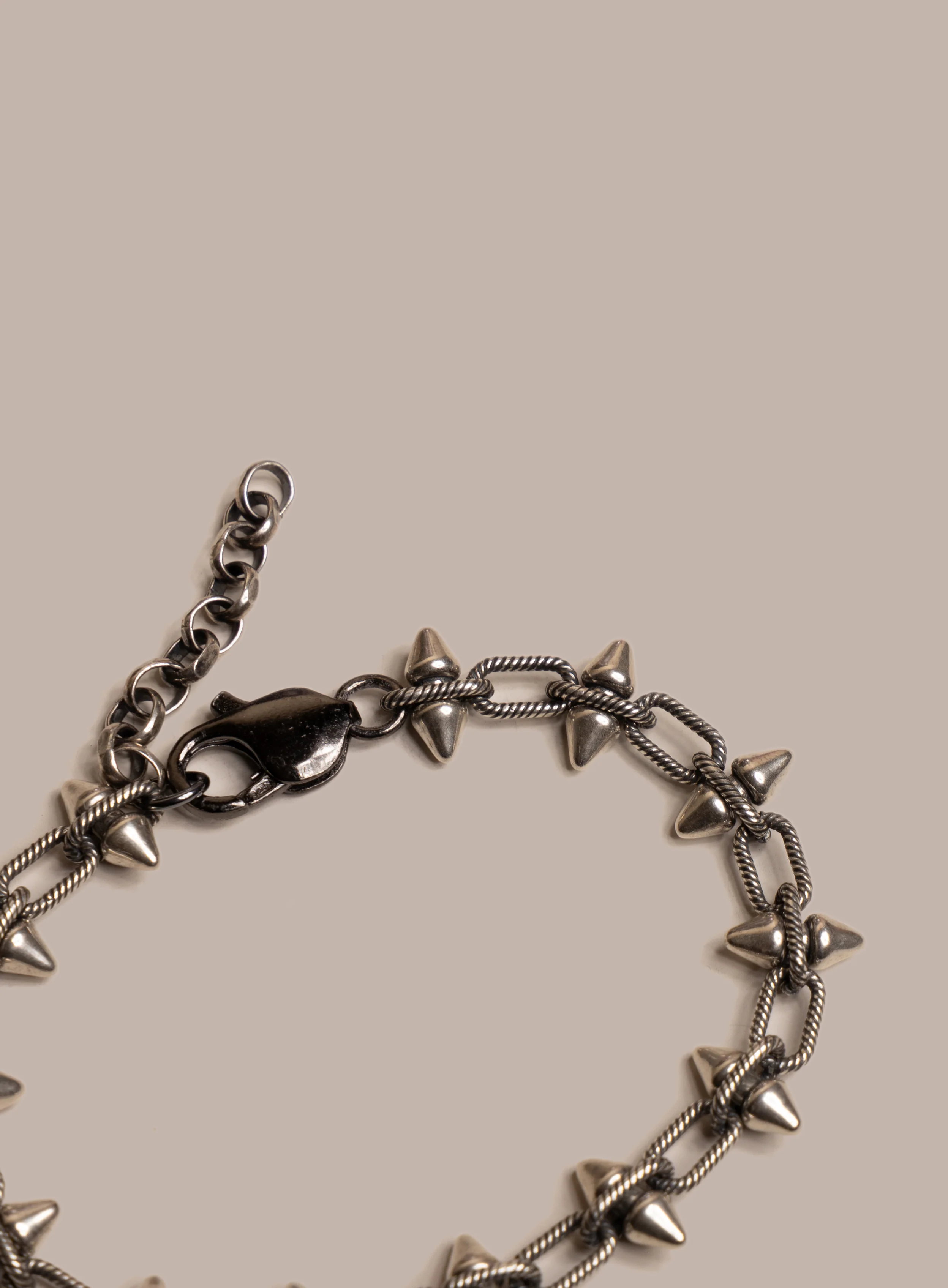 925 Oxidized Sterling Silver Multi-Spike Chain Bracelet for Men - Image 10