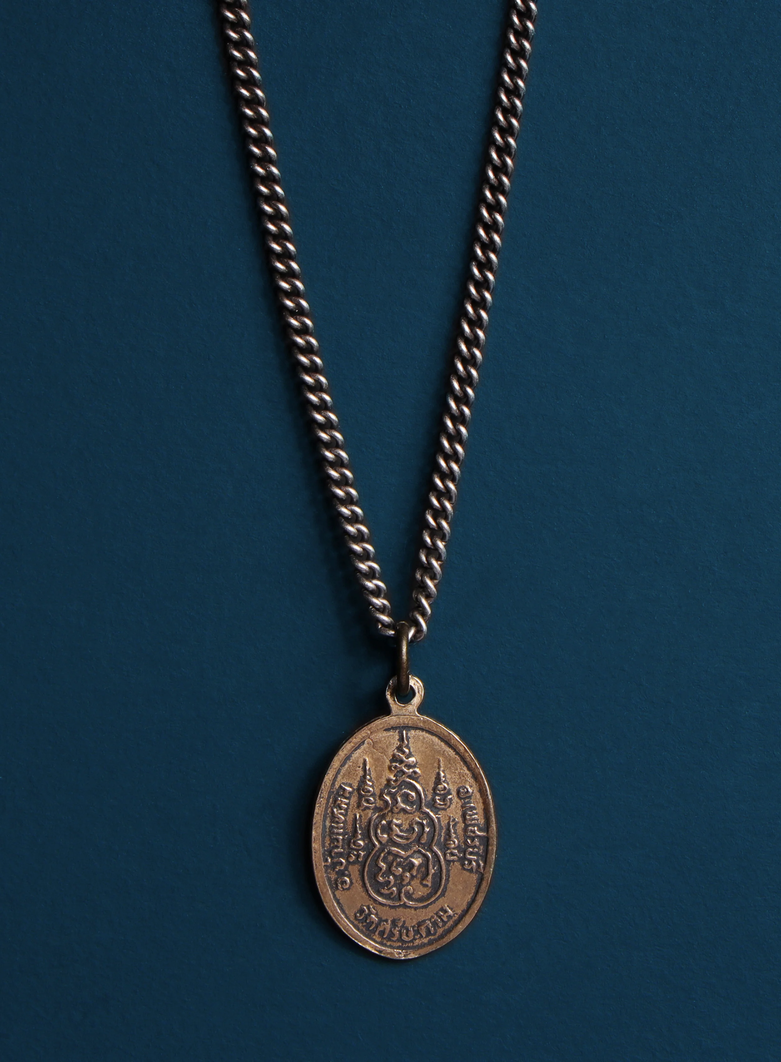 Bronze Oval Buddha Necklace for Men - Image 3