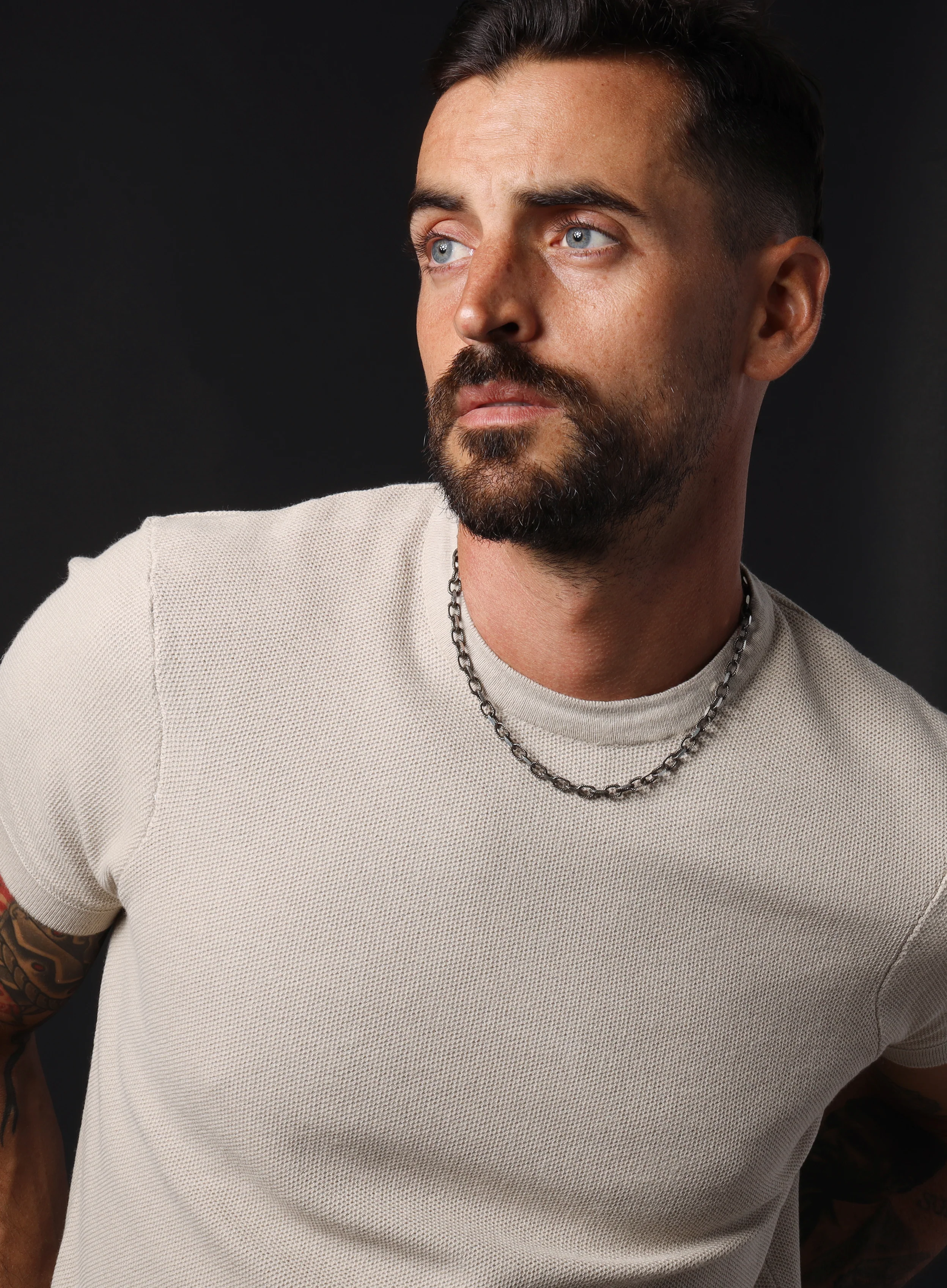 925 oxidized Textured Sterling Silver thick cable chain necklace for Men - Image 4