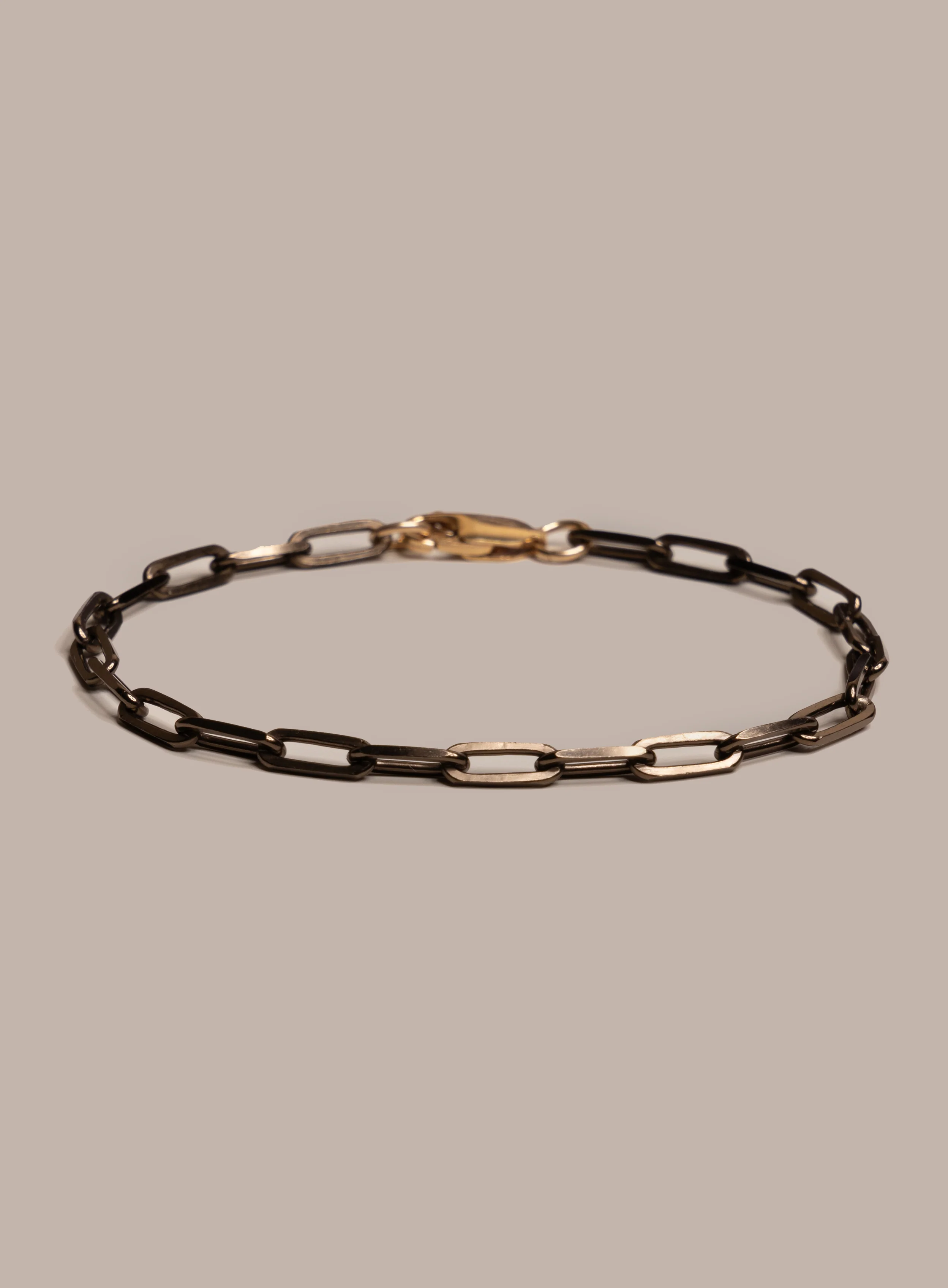 Chocolate Gold and 14K Gold Filled Contrast Chain Bracelet for Guys
