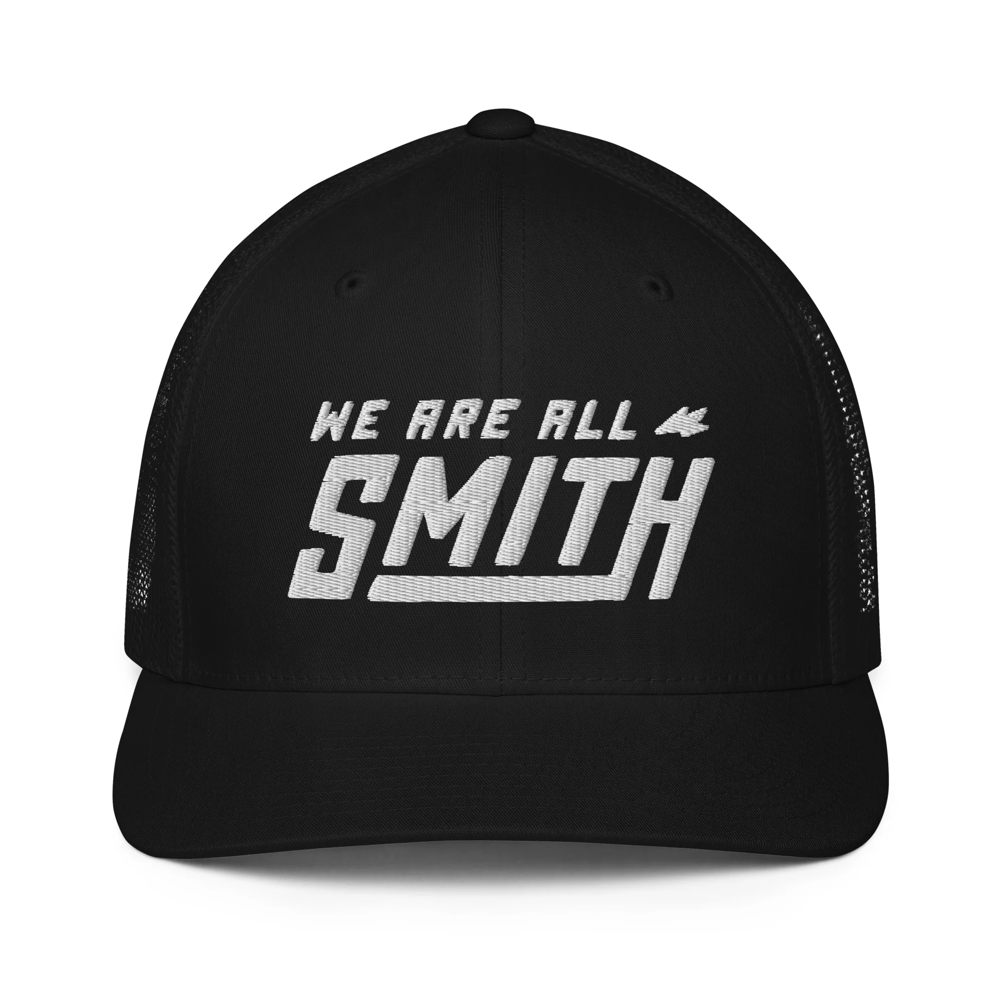 Closed-back black We Are All Smith trucker cap - Image 4