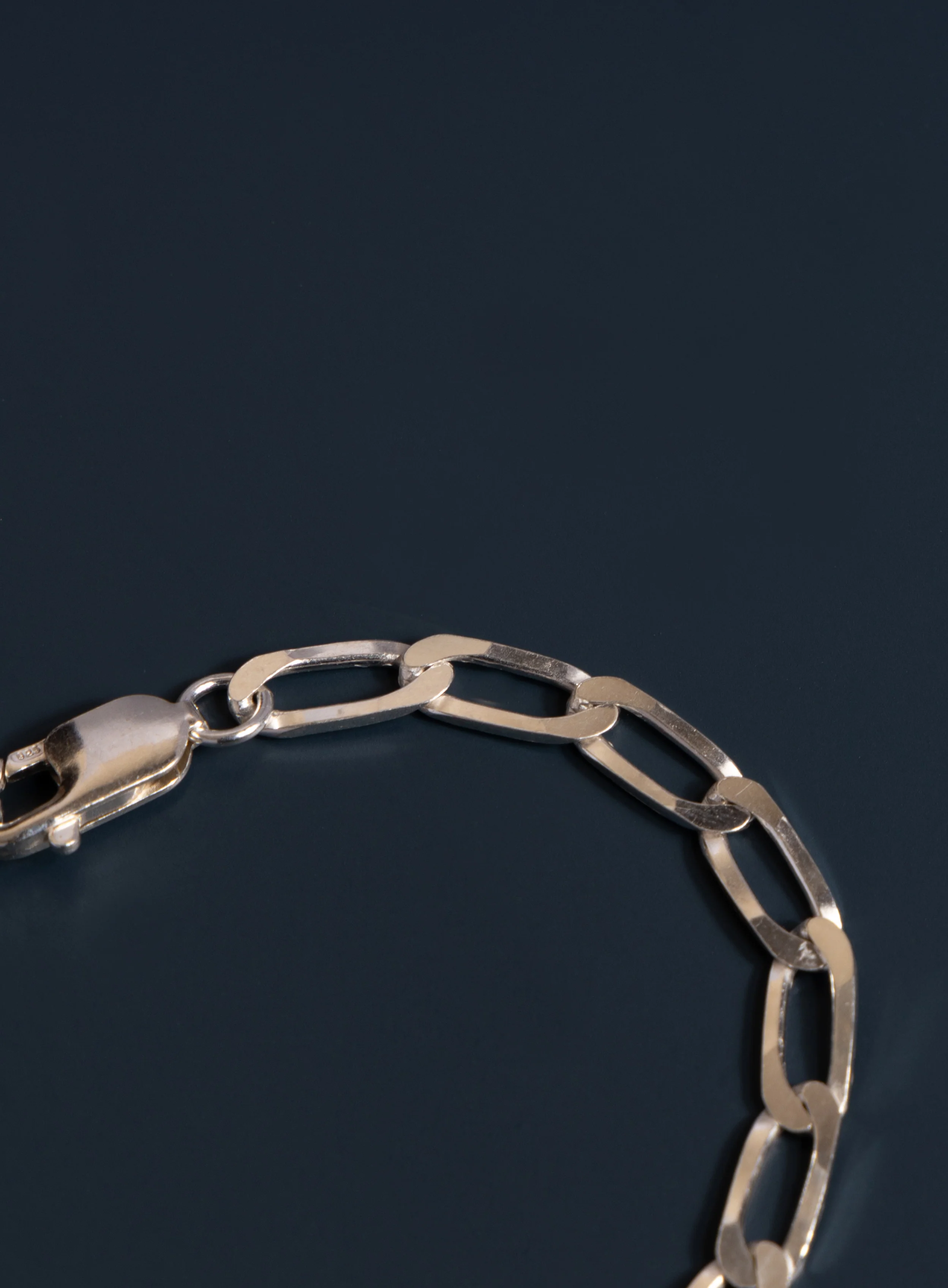 925 Sterling Silver 6mm Elongated Curb Link Men's Chain Bracelet - Image 9