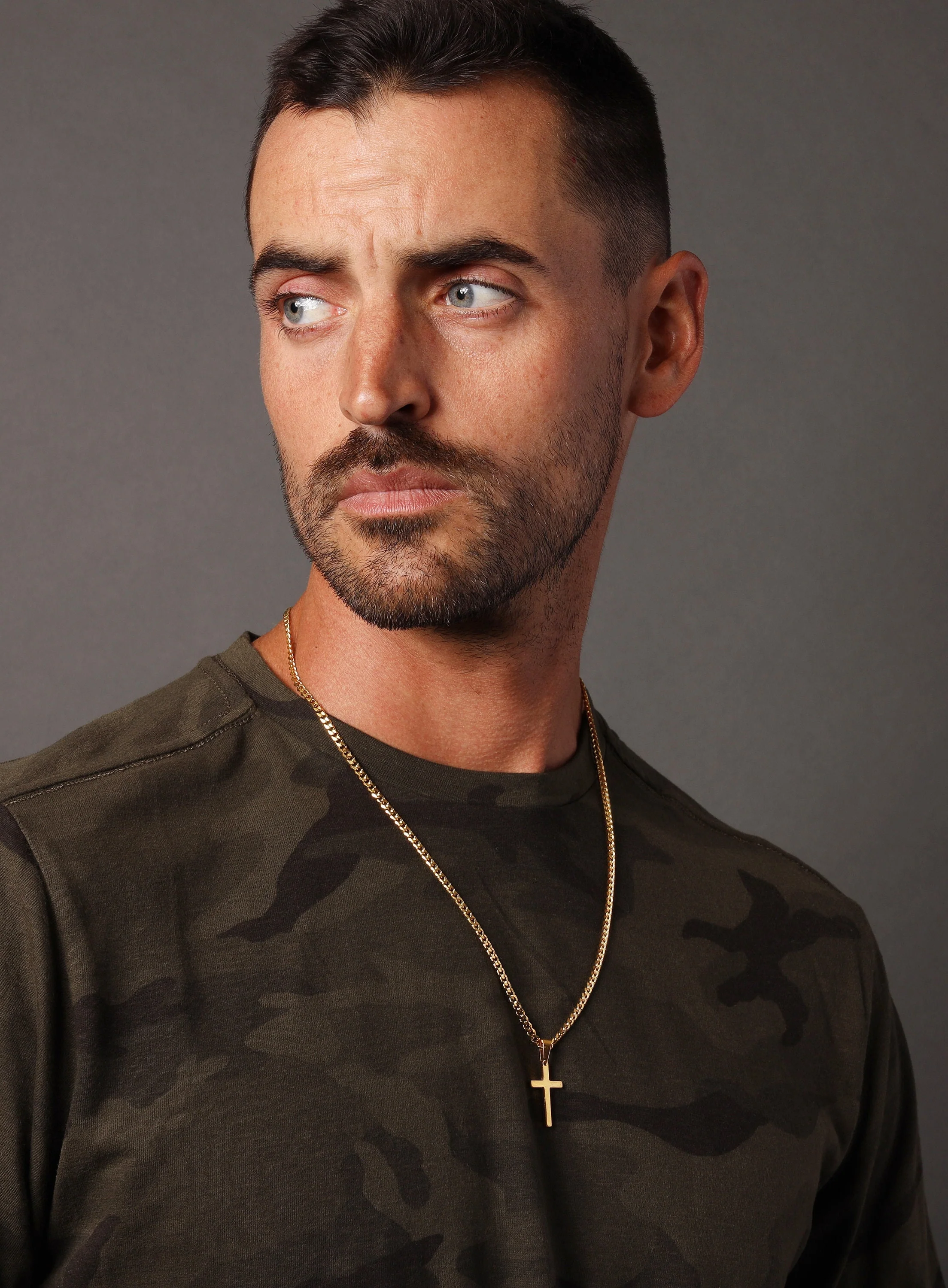Cuban Chain Gold Cross Necklace for Men