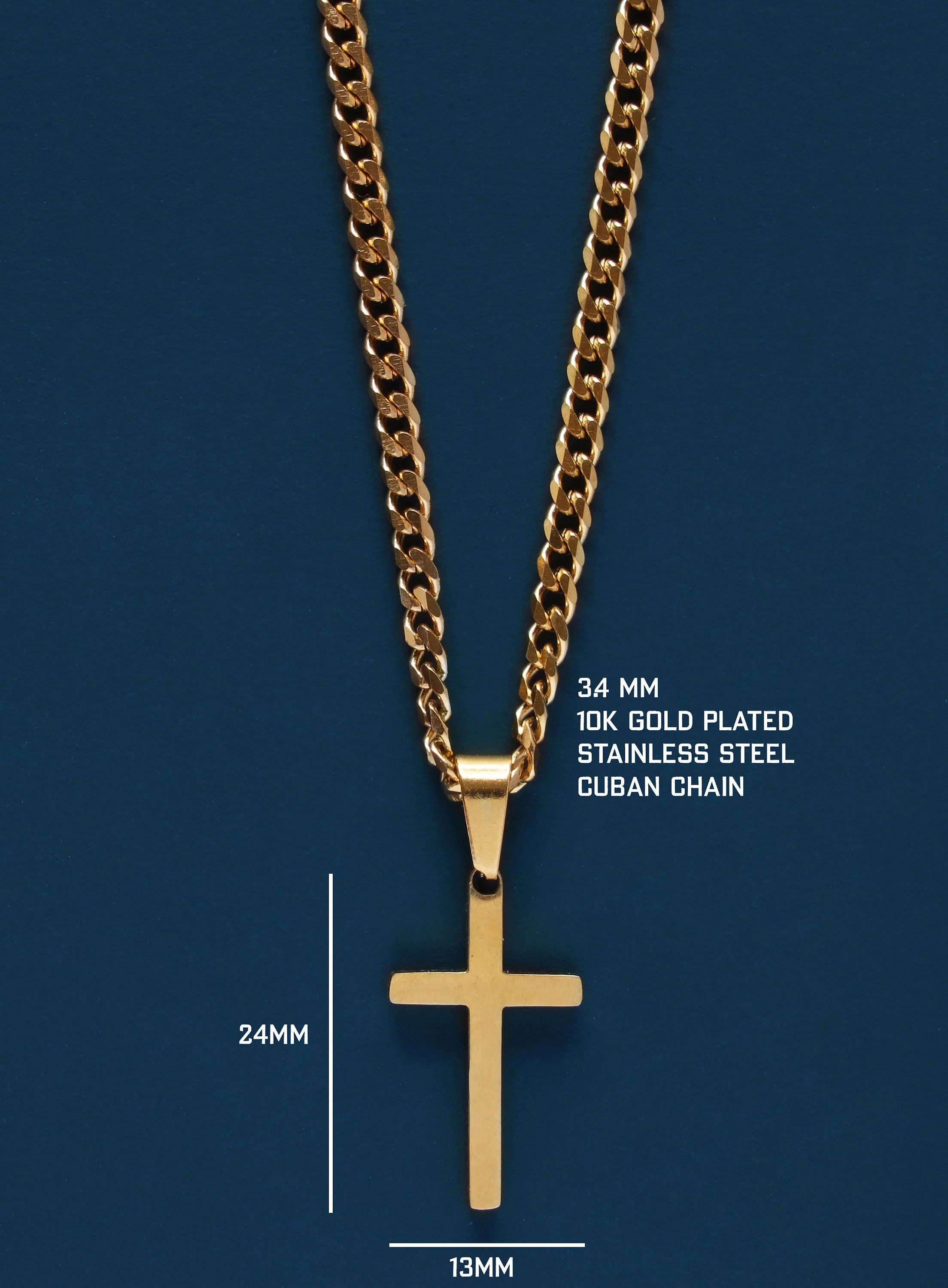 Cuban Chain Gold Cross Necklace for Men - Image 2