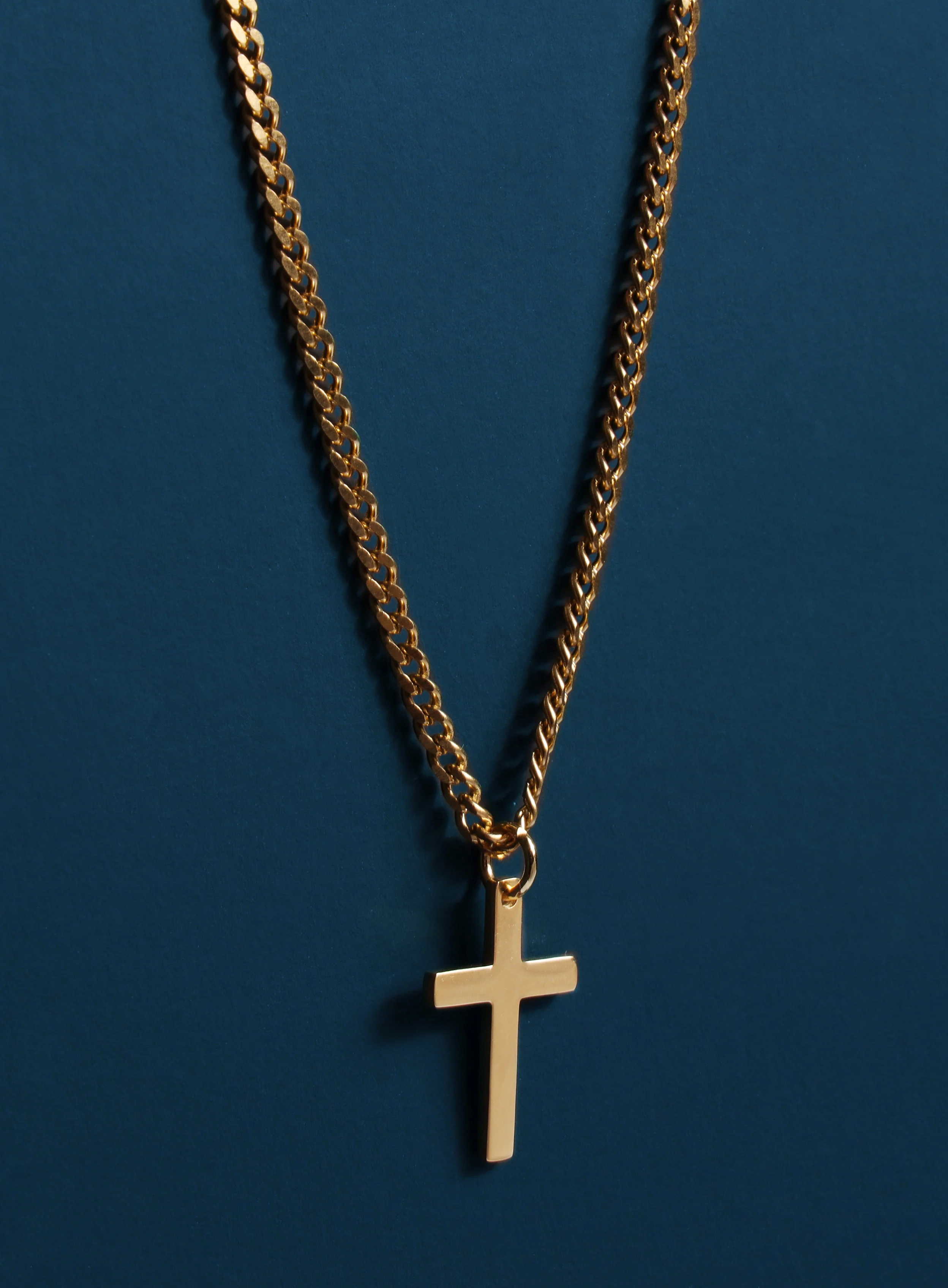 Small Cuban Chain Gold Stainless Steel Cross Necklace - Image 6