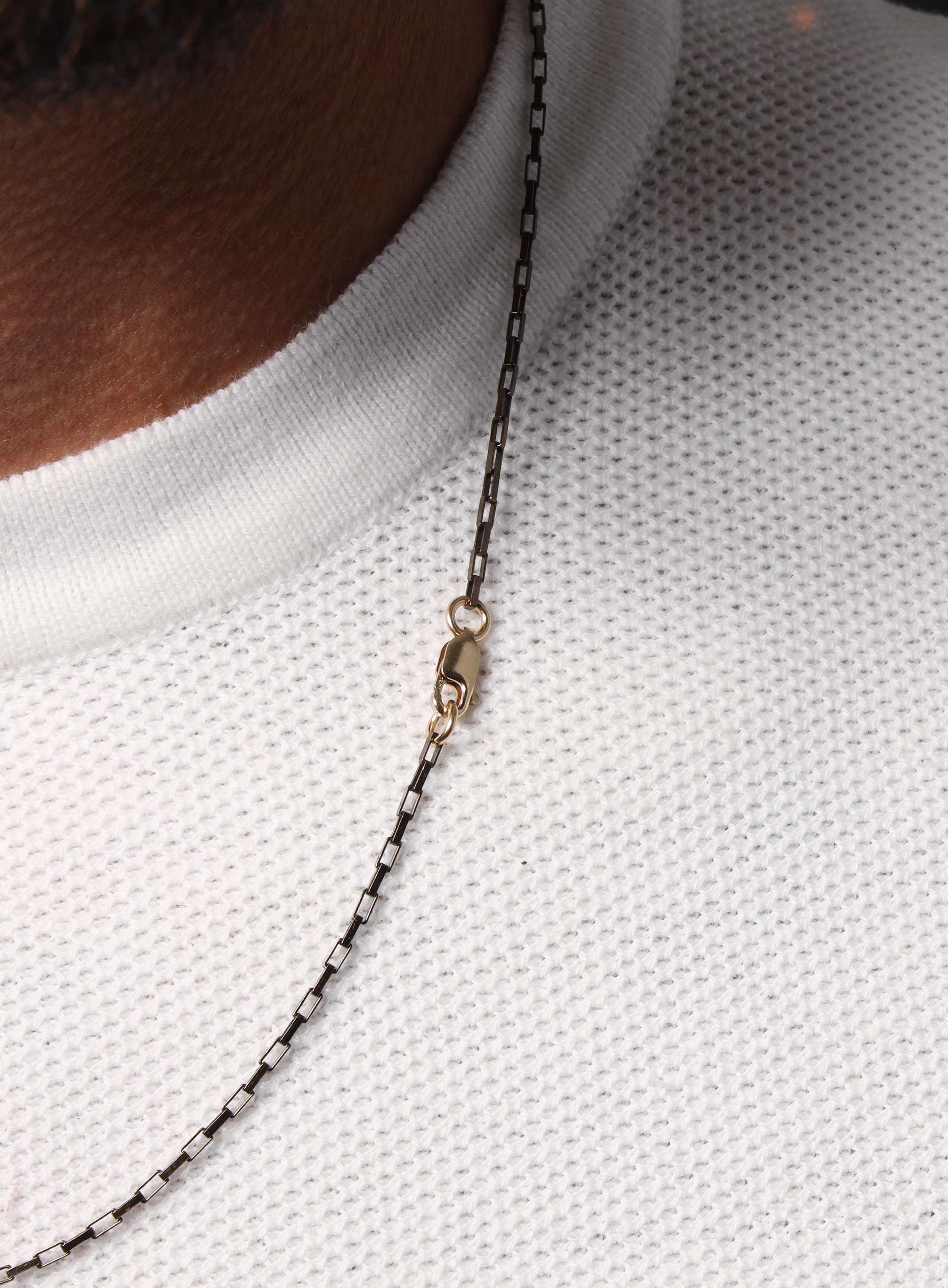 Elongated Cable "Chocolate" Vermeil Gold Chain Necklace for Men - Image 3