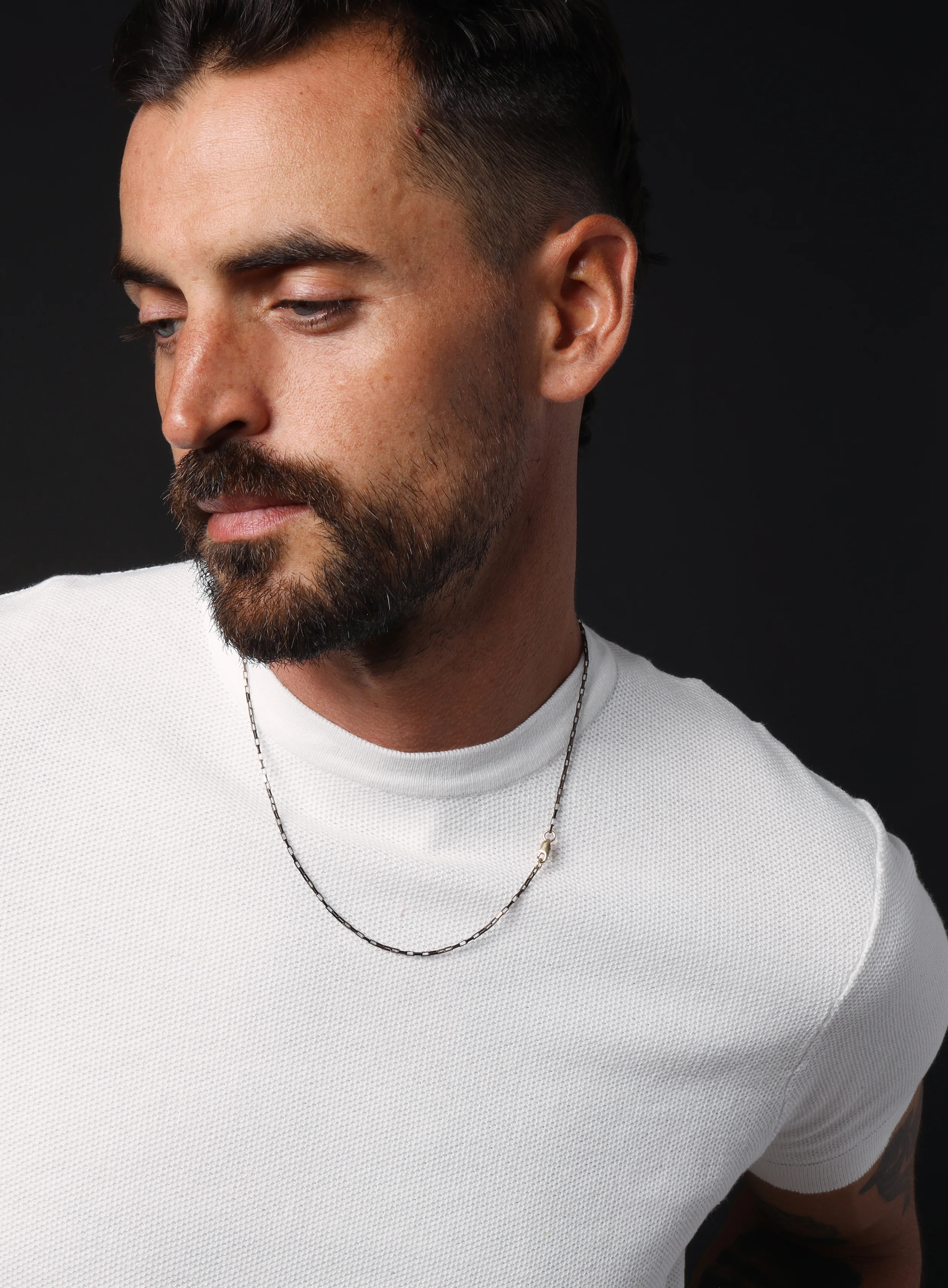 Elongated Cable "Chocolate" Vermeil Gold Chain Necklace for Men - Image 8
