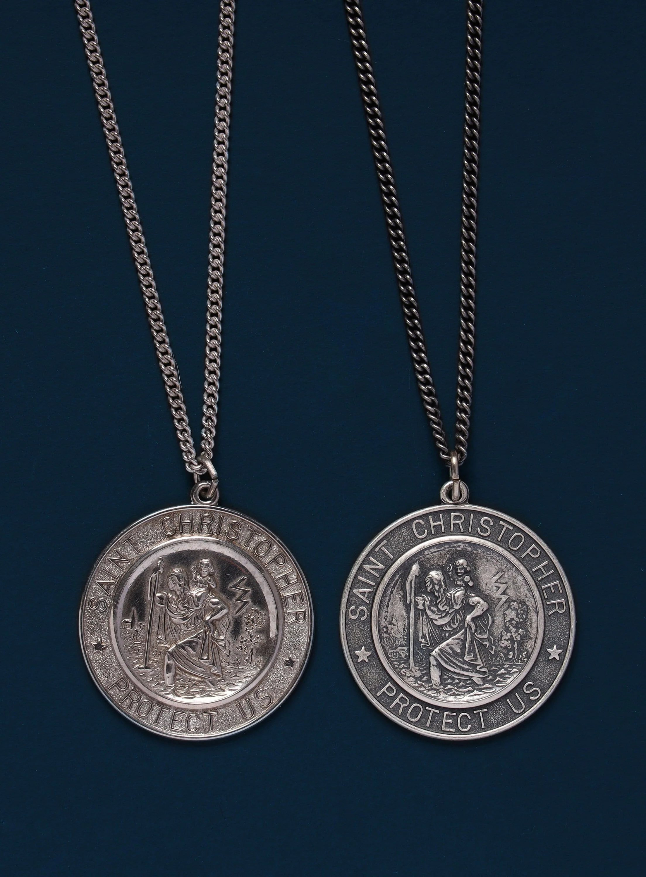 Extra Large Saint Christopher Round Shape Pendant Necklace for Men