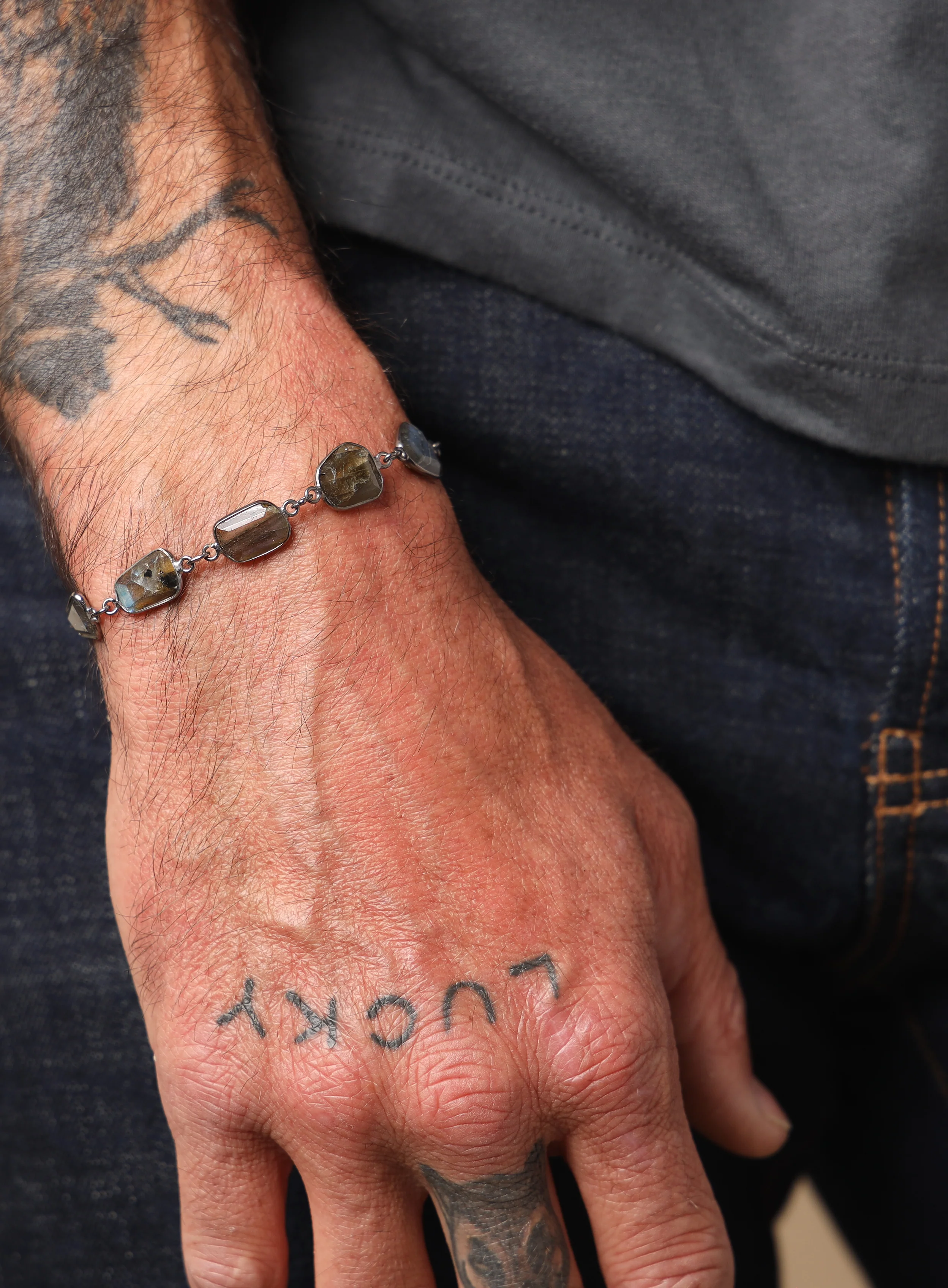 Labradorite and Sterling Silver Links Bracelet for Men - Image 5
