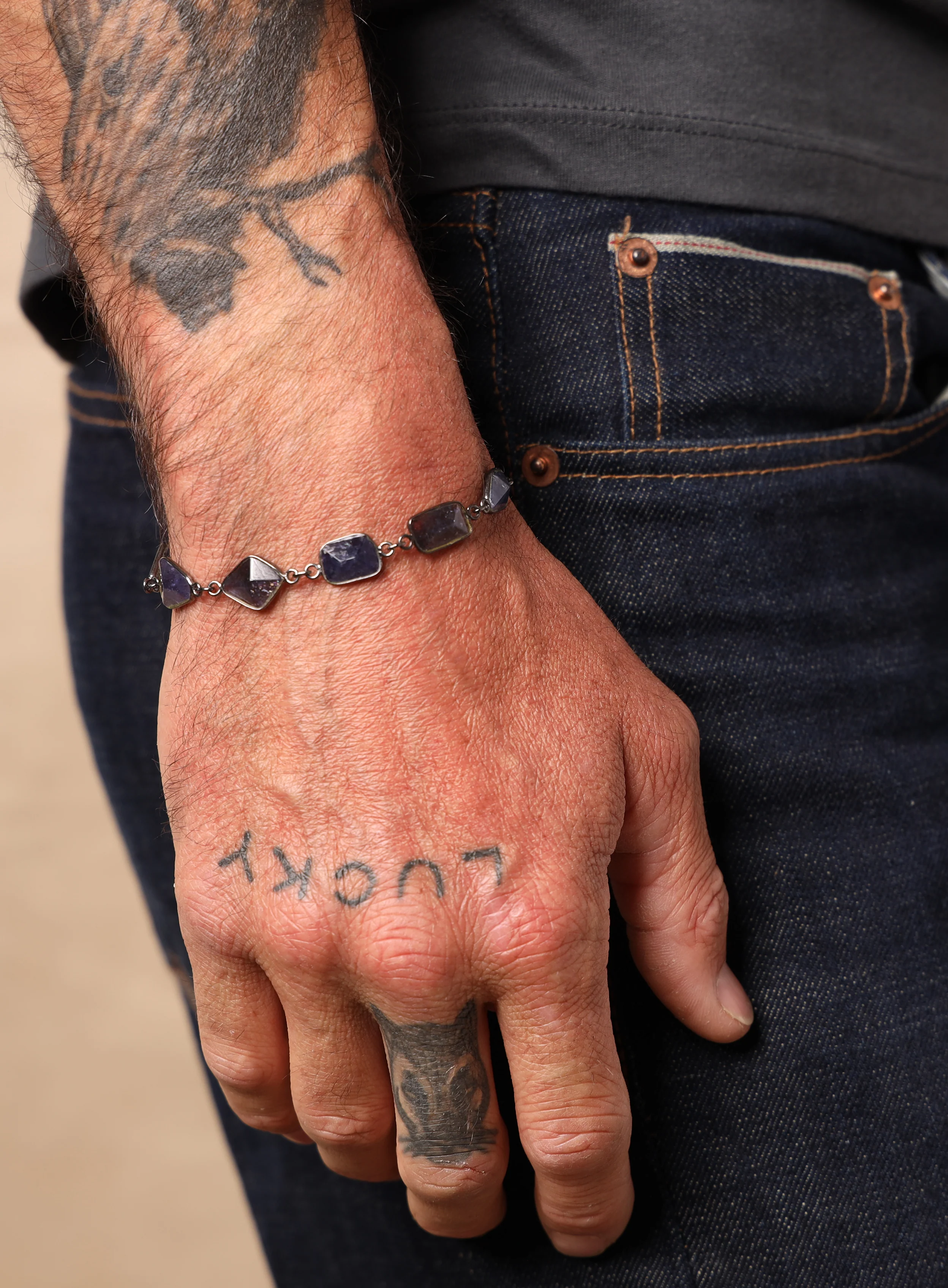 Blue / Purple Iolite Gemstone Bracelet for Man - Image 4